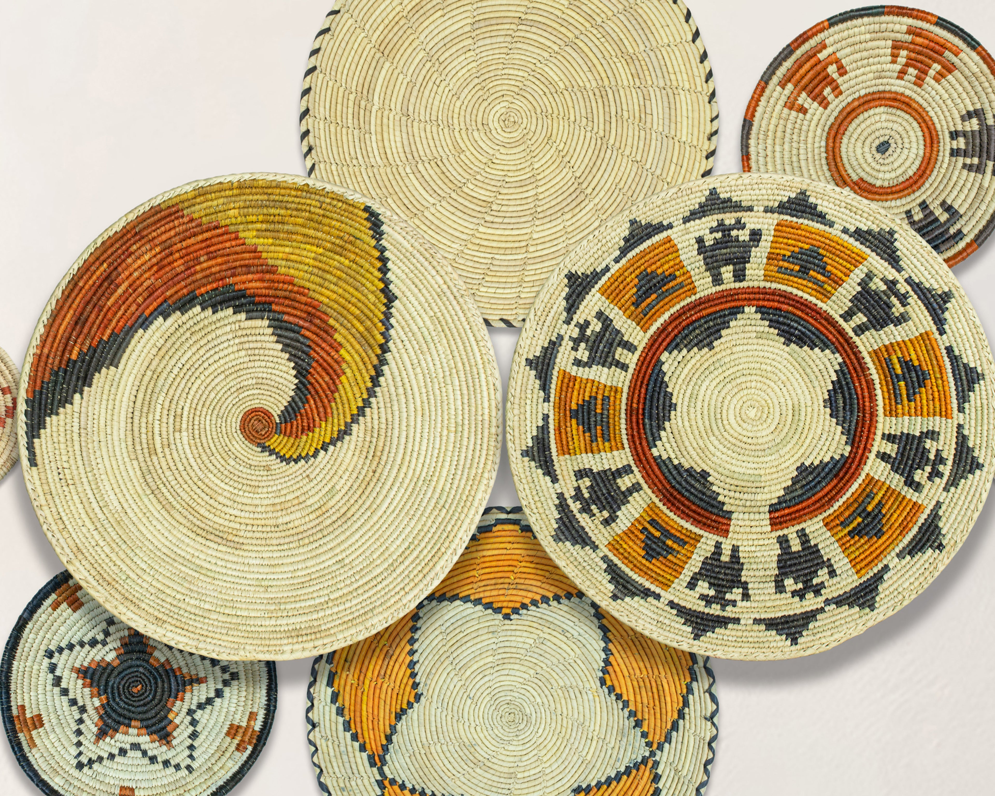 Set of 8 Handwoven wall baskets SET-250-8 N