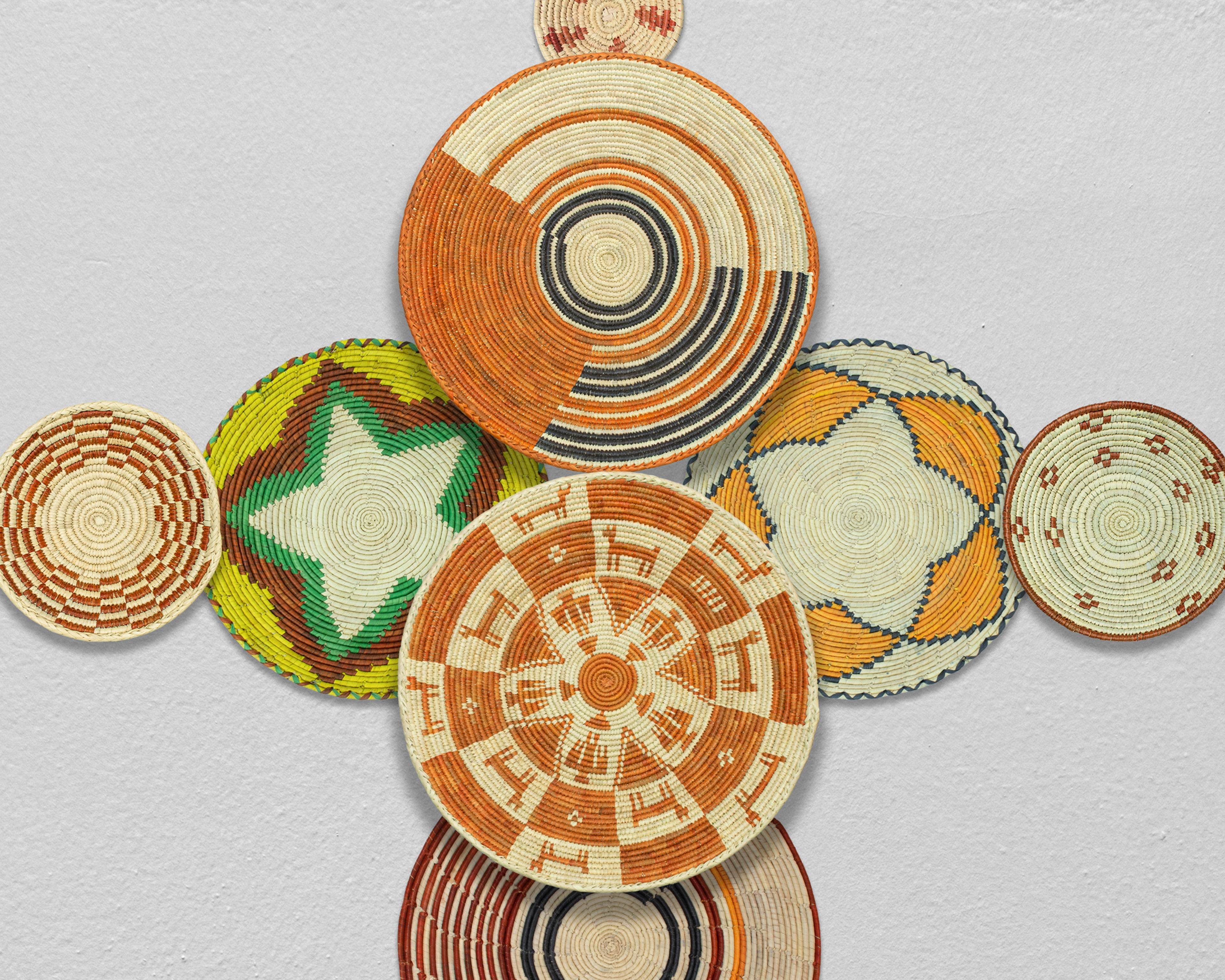 Set of 8 Handwoven wall baskets SET-347-8 N