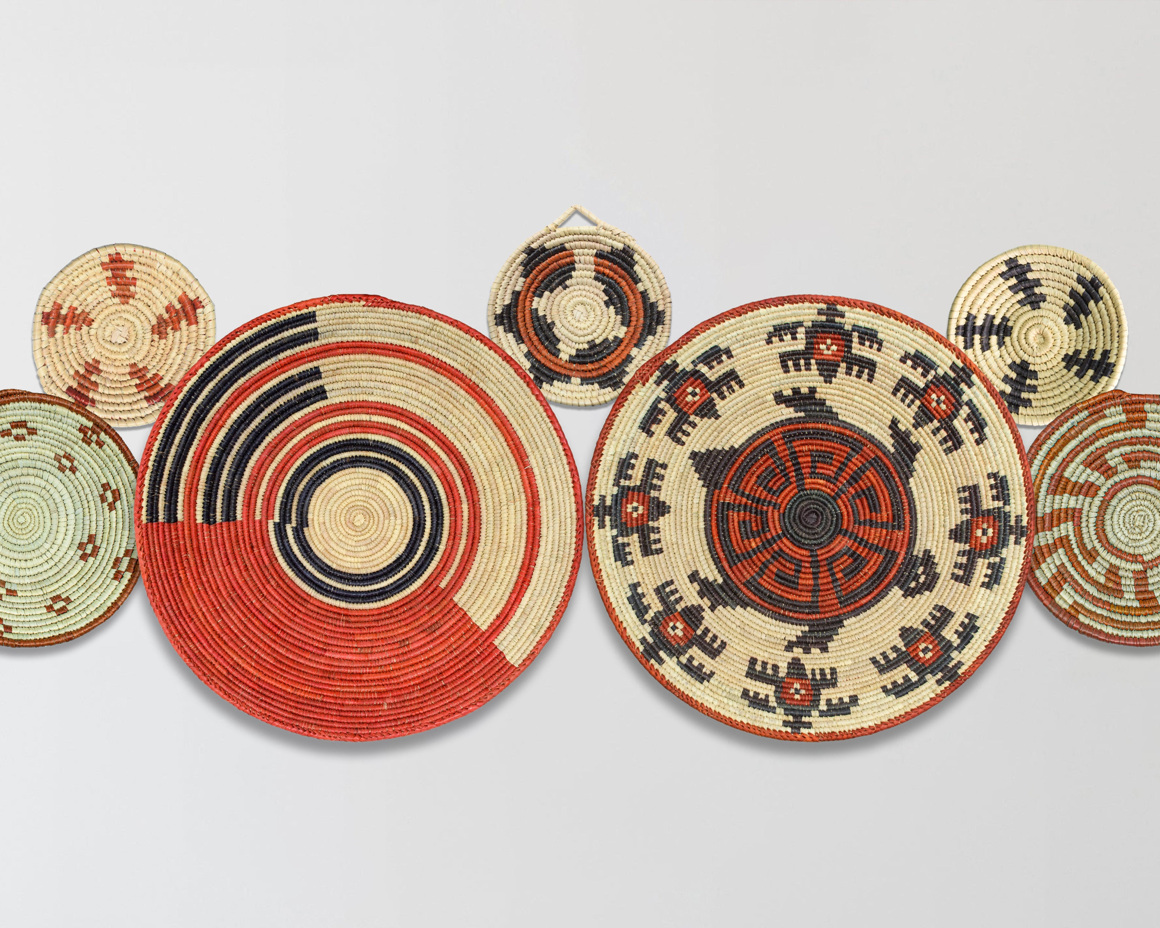 Set of 7 Handwoven wall baskets Set 303-7-N