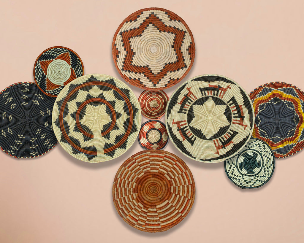 Set of 10 Handwoven wall baskets SET-405-10 N