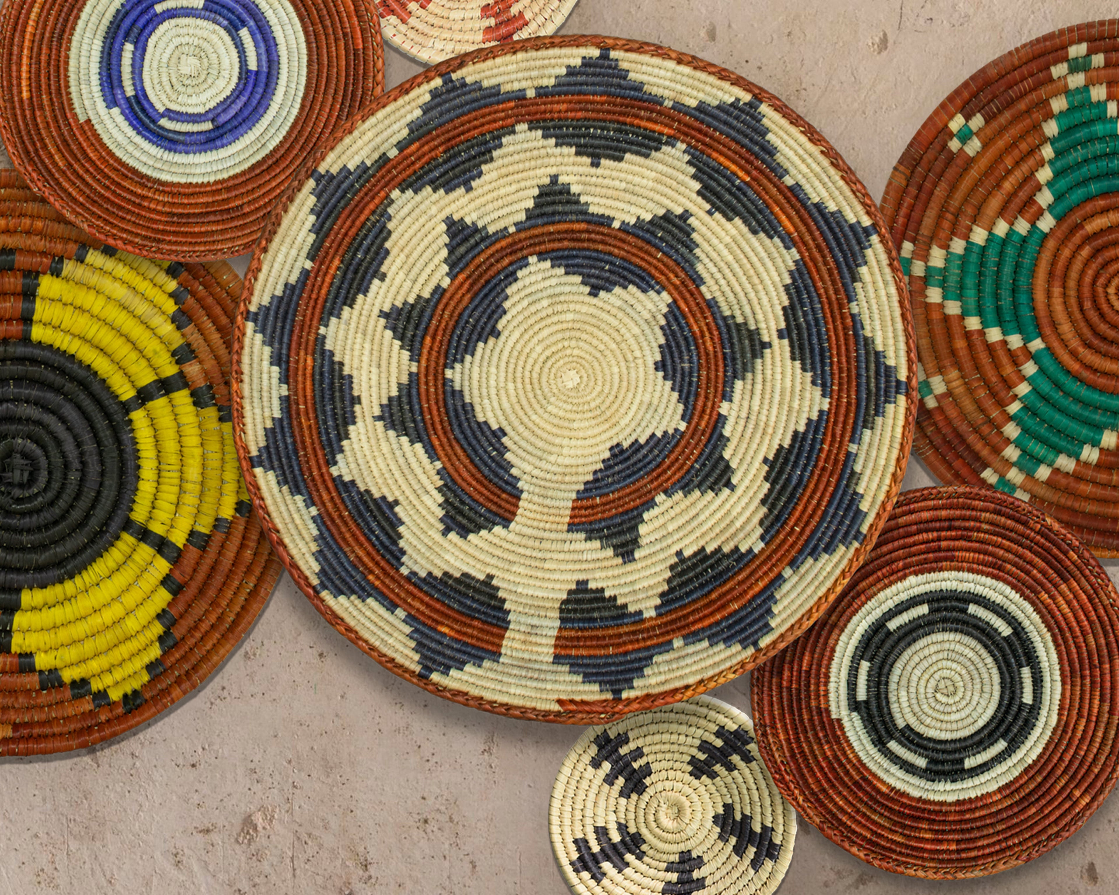 Set of 7 Handwoven wall baskets Set 307-7-N