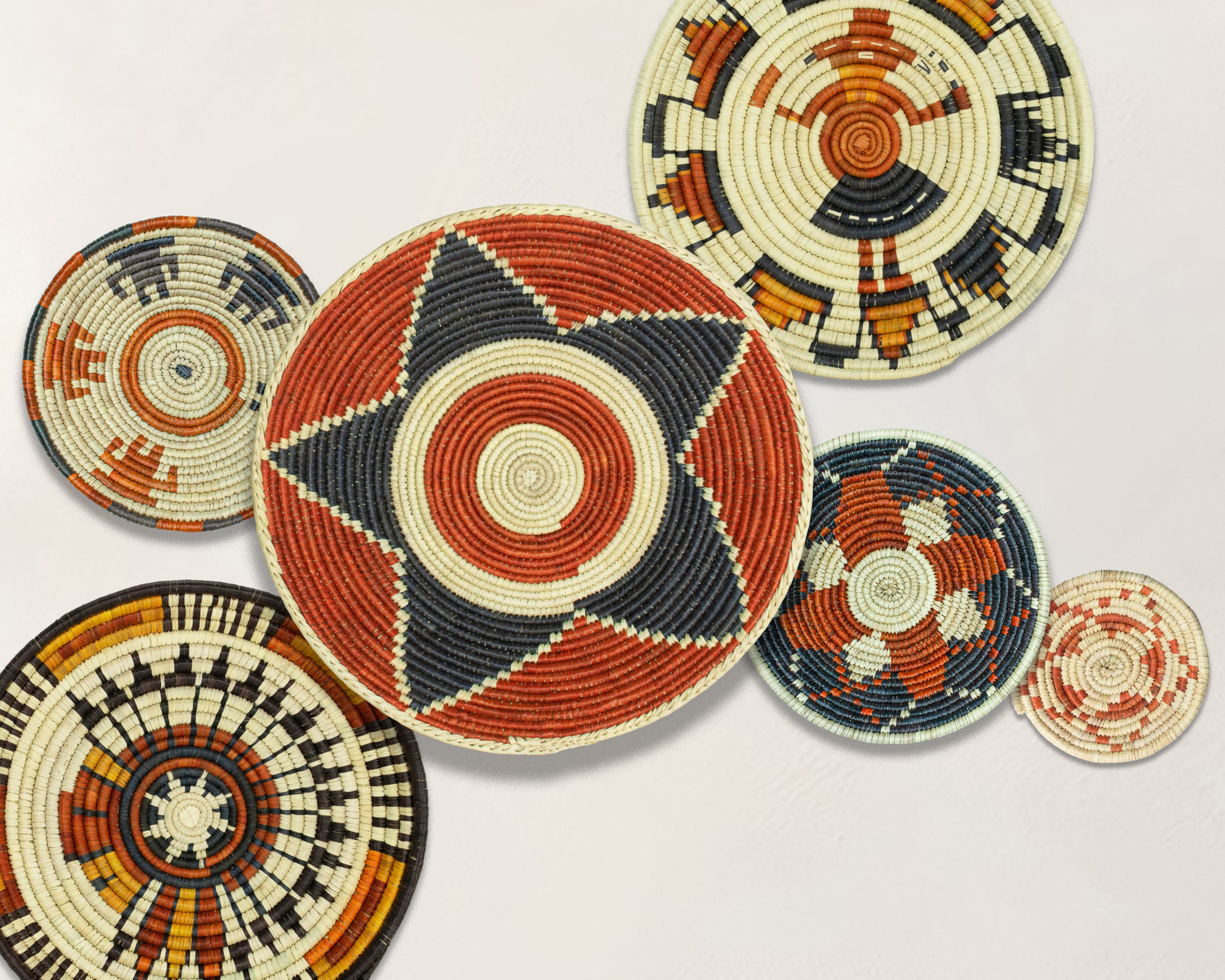 Set of 6 Handwoven wall baskets SET-391-6 N