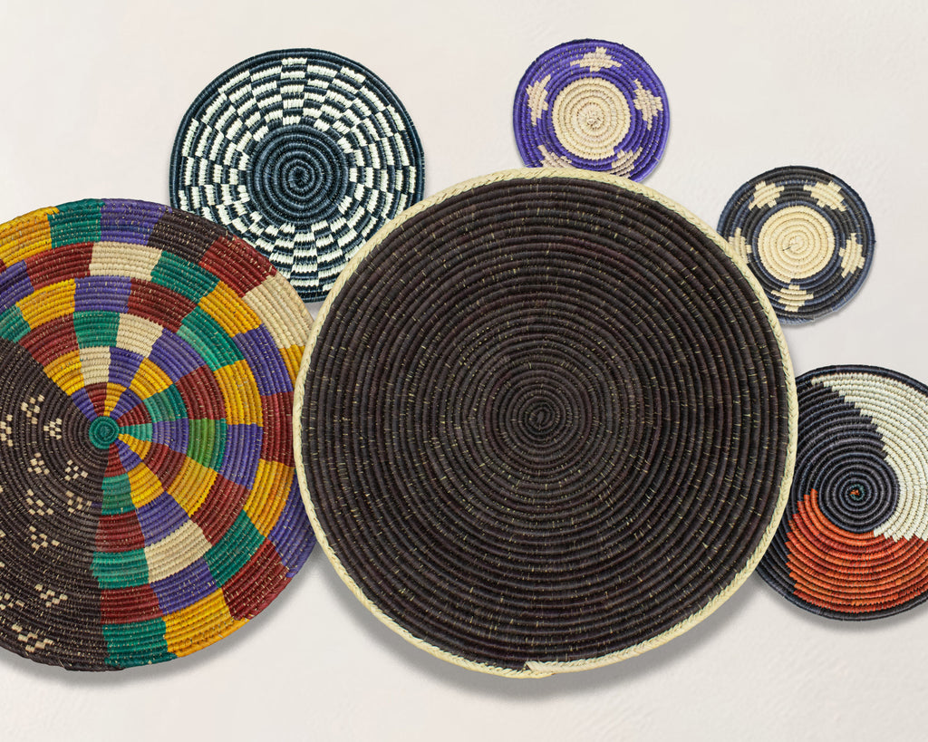 Set of 6 Handwoven wall baskets SET-377-6 N