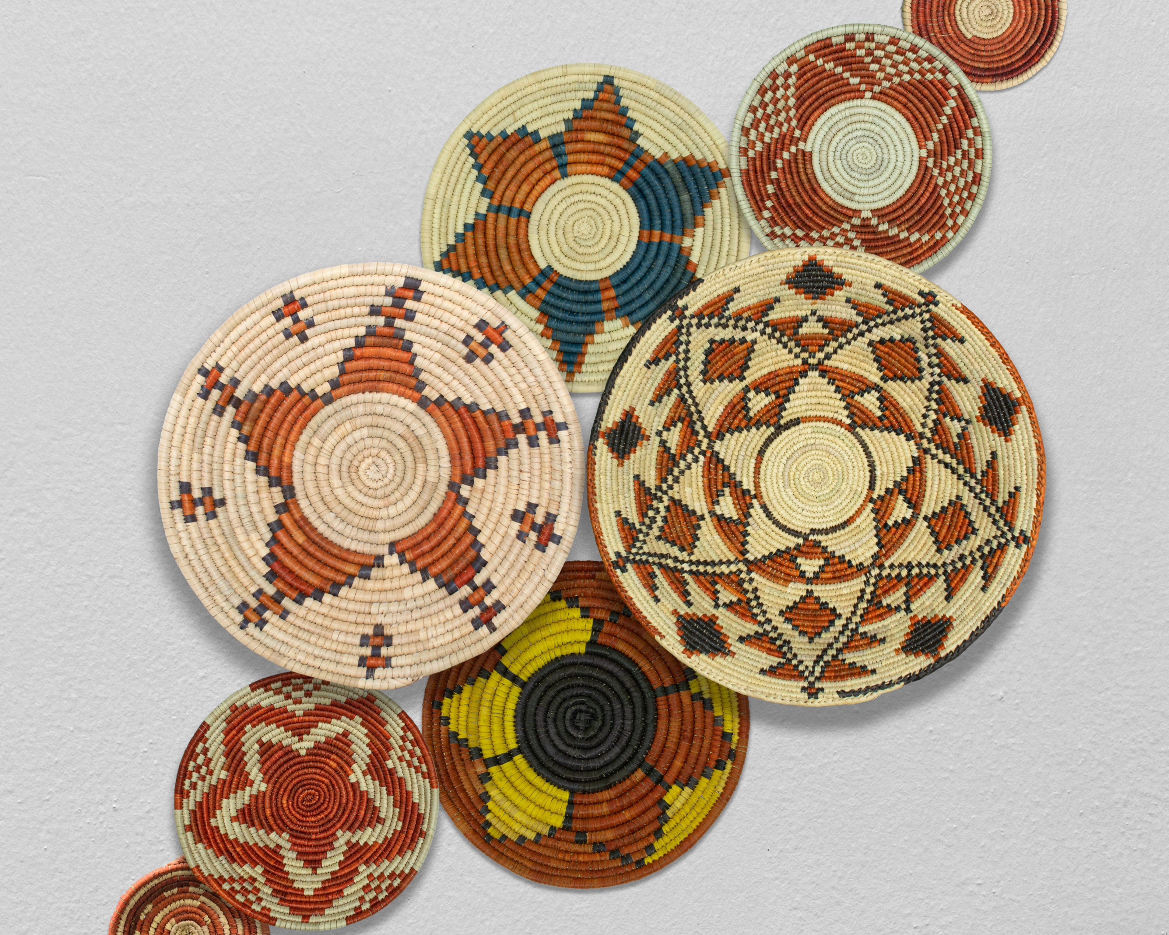 Set of 8 Handwoven wall baskets SET-339-8 N