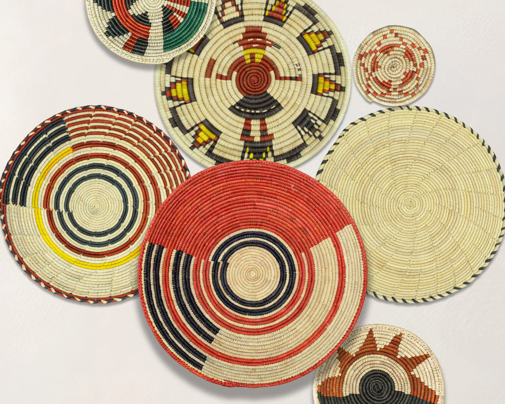 Set of 7 Handwoven wall baskets Set 317-7-N