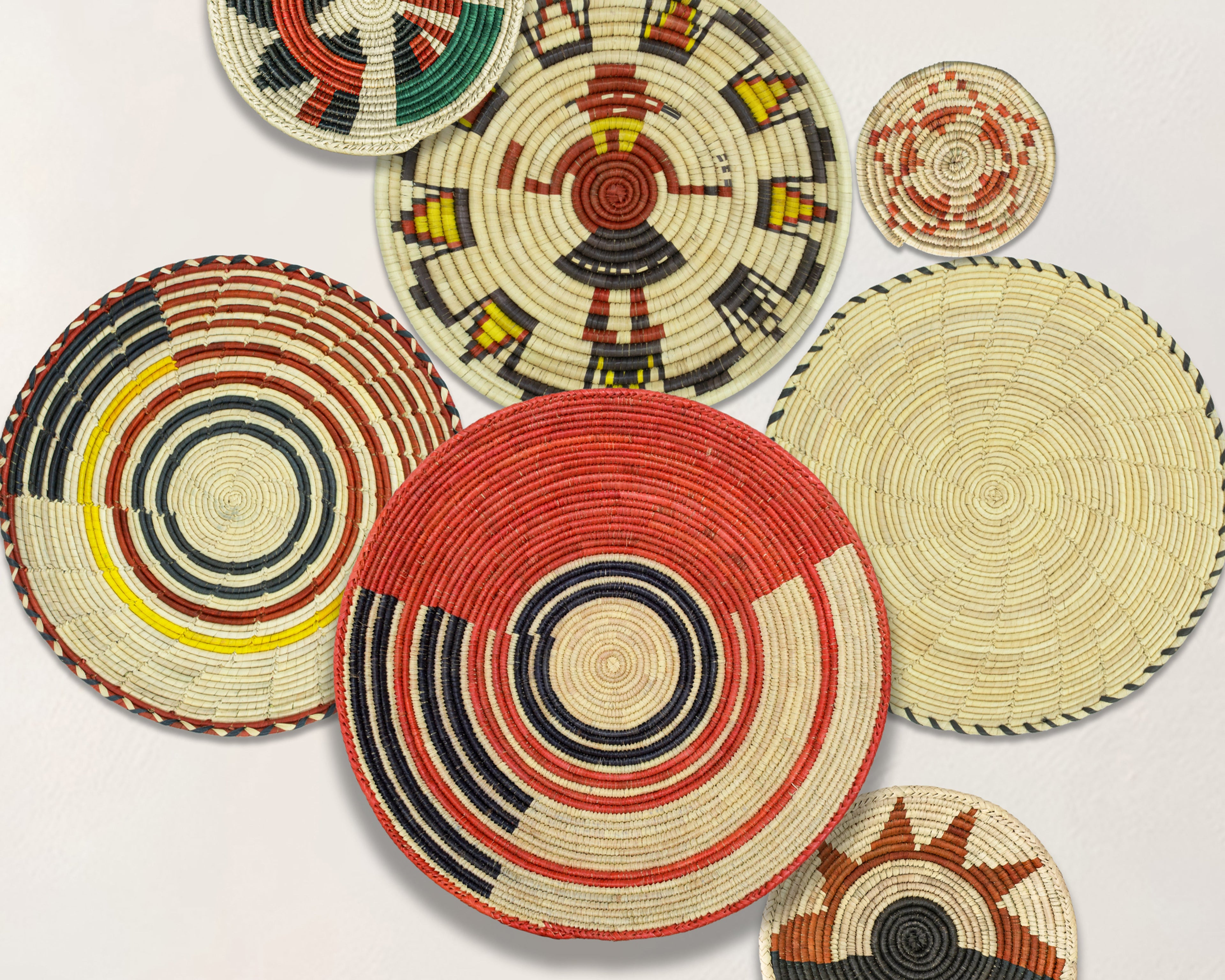 Set of 7 Handwoven wall baskets Set 317-7-N