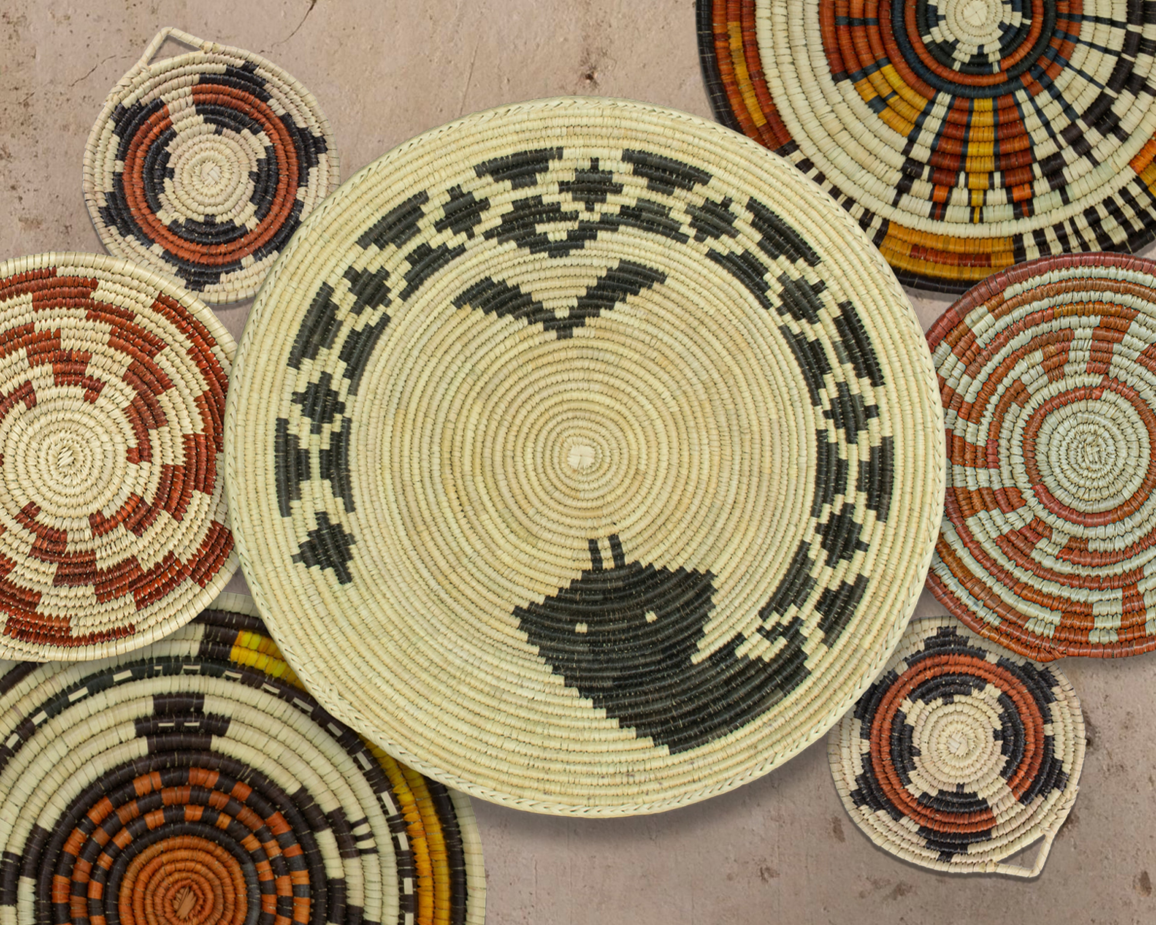 Set of 7 Handwoven wall baskets Set 305-7-N