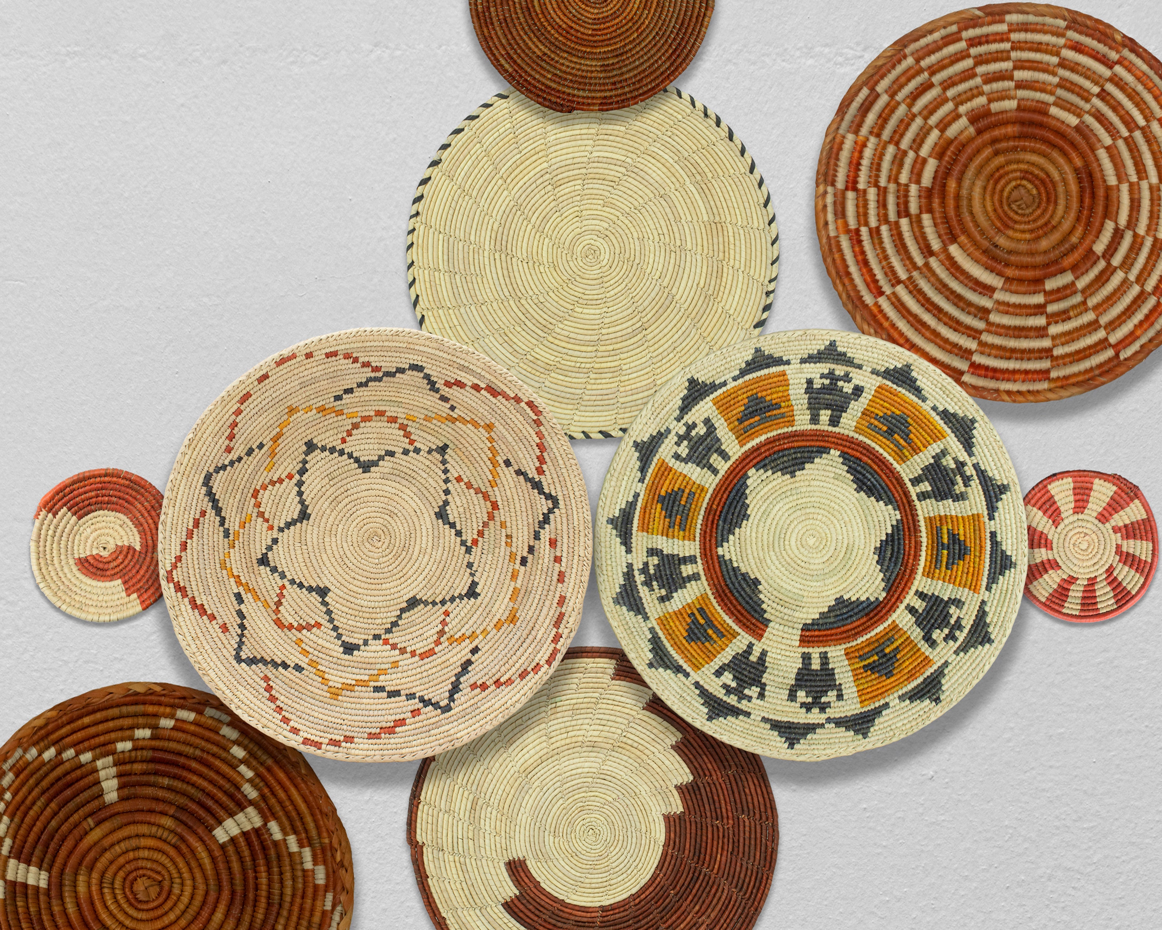 Set of 10 Handwoven wall baskets SET-407-10 N