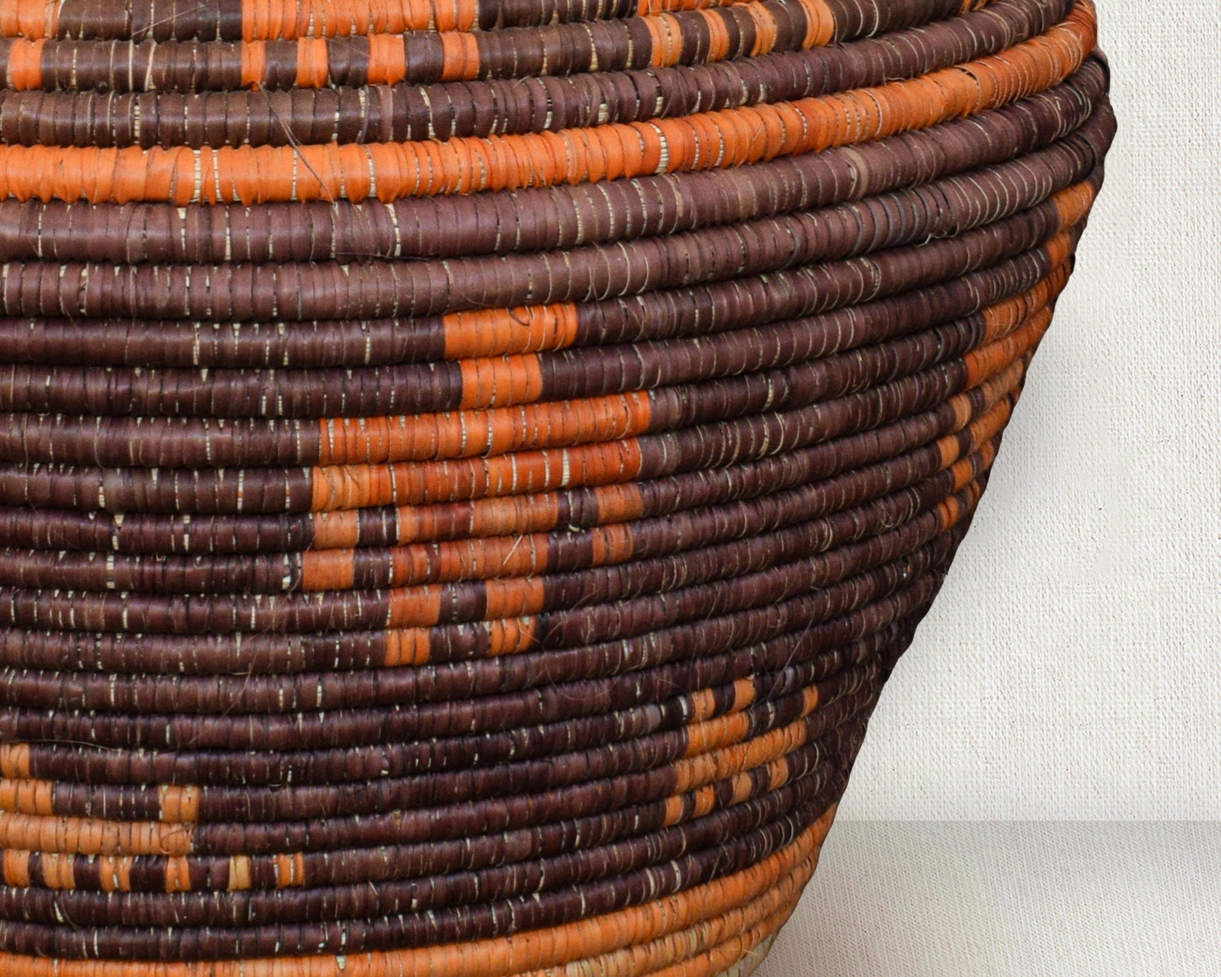 Handwoven Burnt Orange Tribal Figures Potter Basket