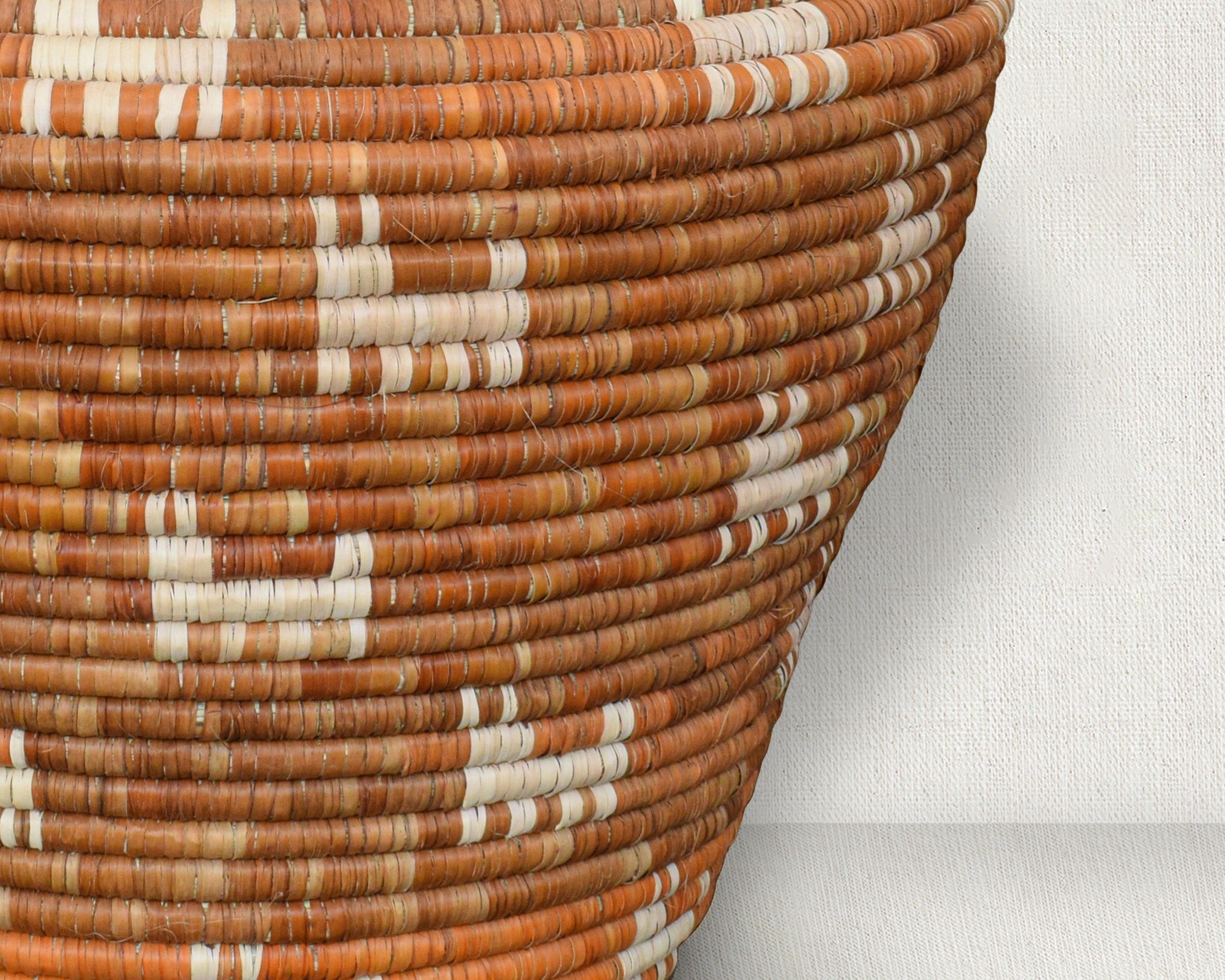 Rustic Terracotta Tribal Figure Pattern Potter Basket
