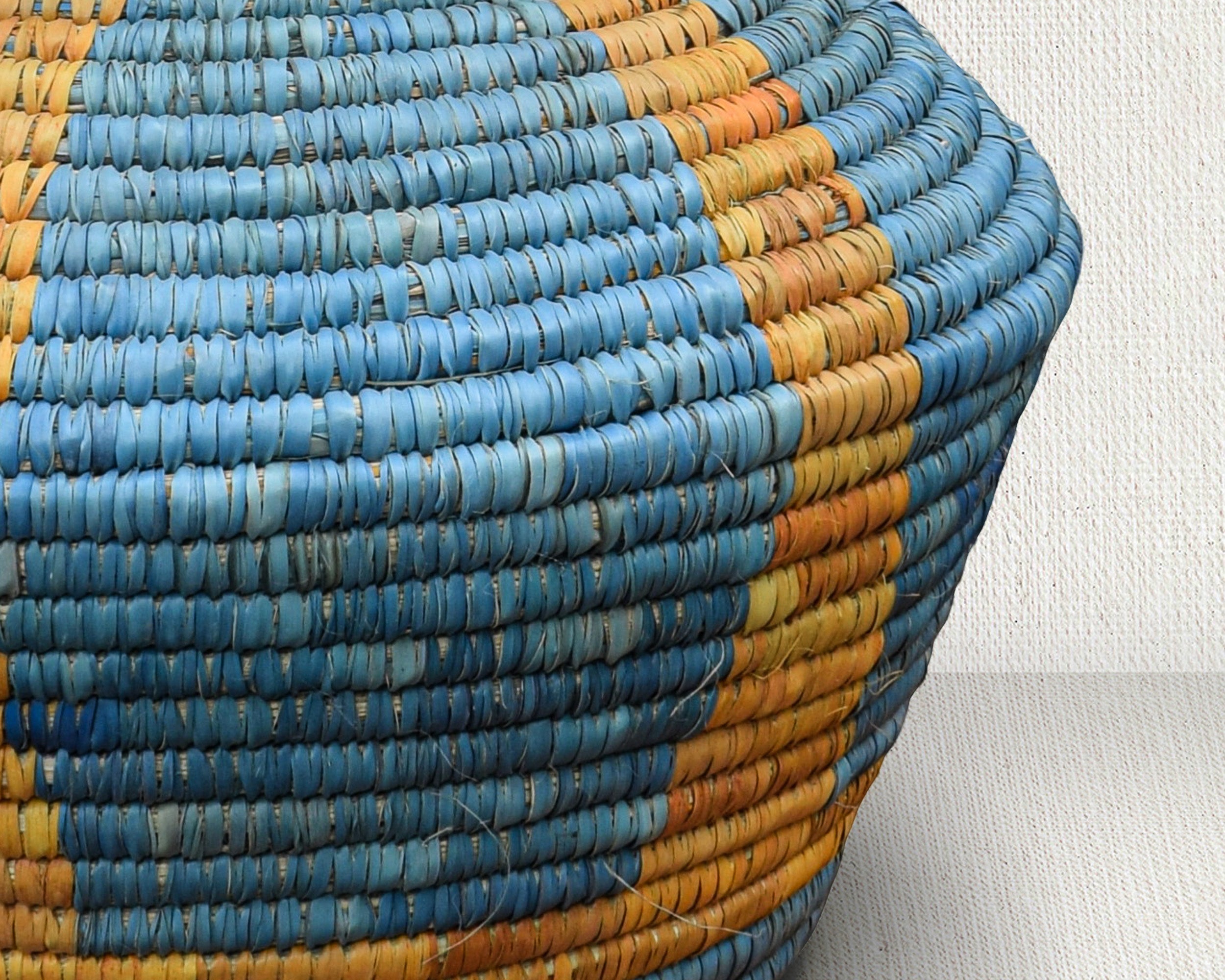 Periwinkle Blue Amber Potter Basket