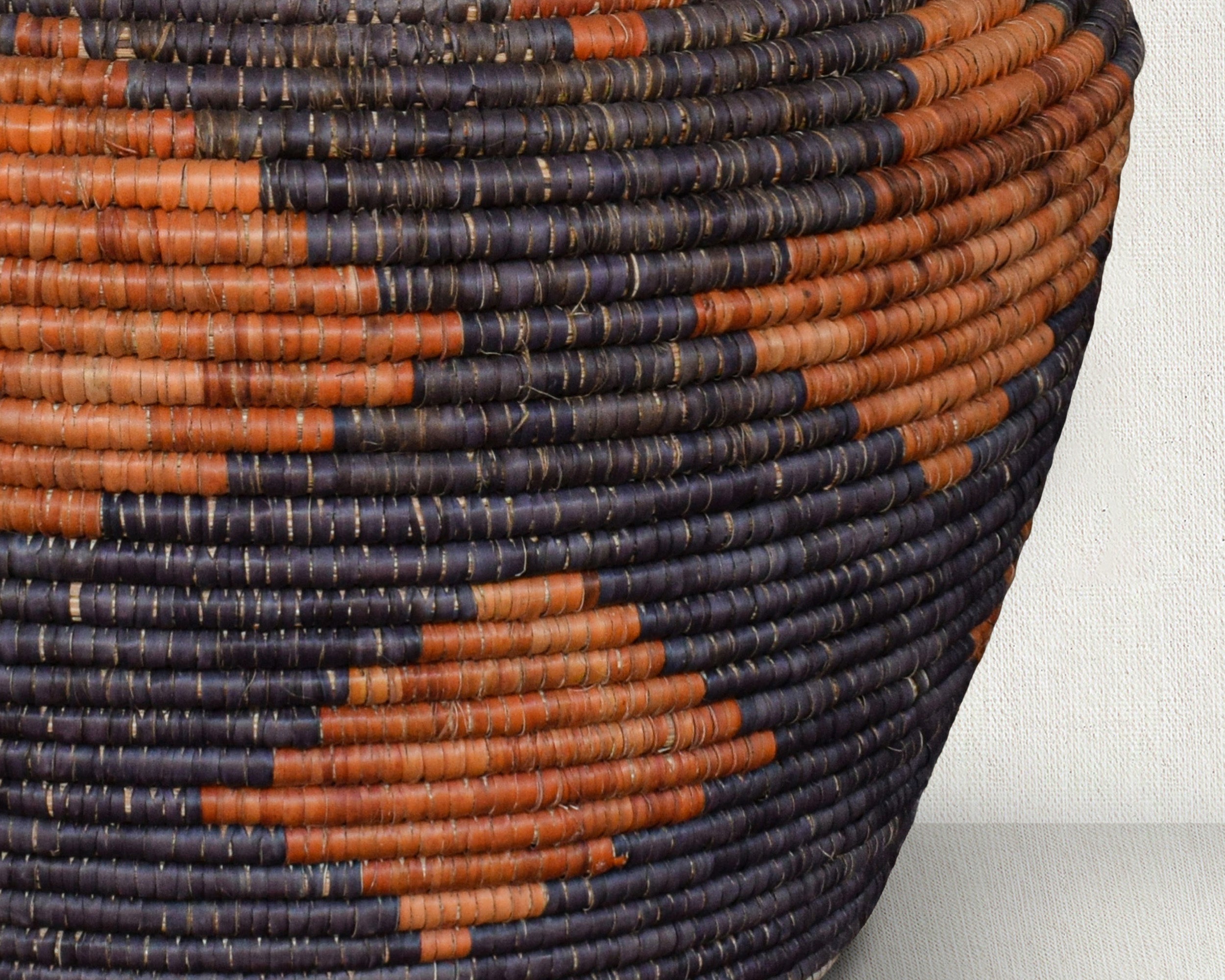 Charcoal Grey Burnt Orange Diamond Potter Basket