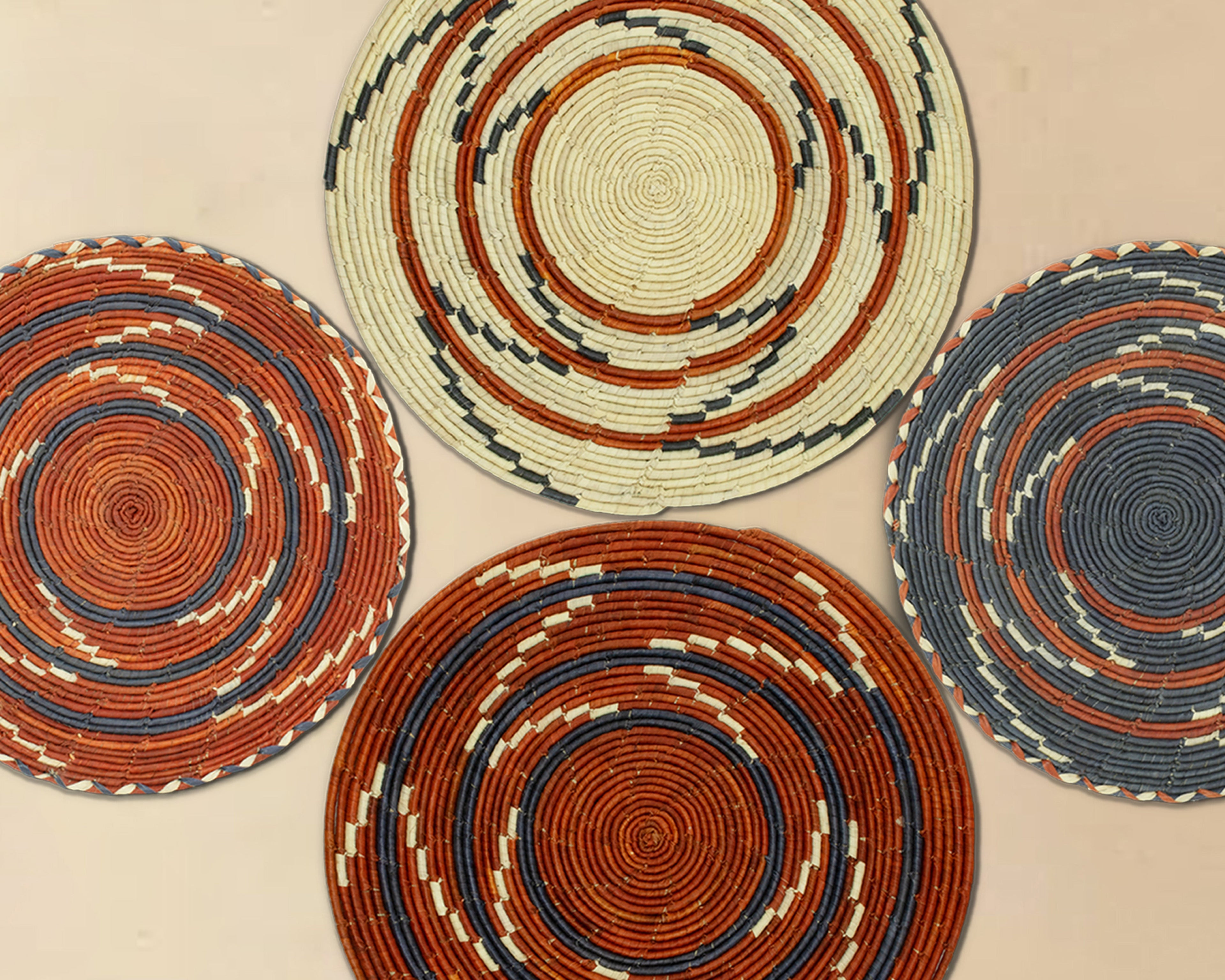 Set of 4 Handwoven wall baskets SET-228-4 N