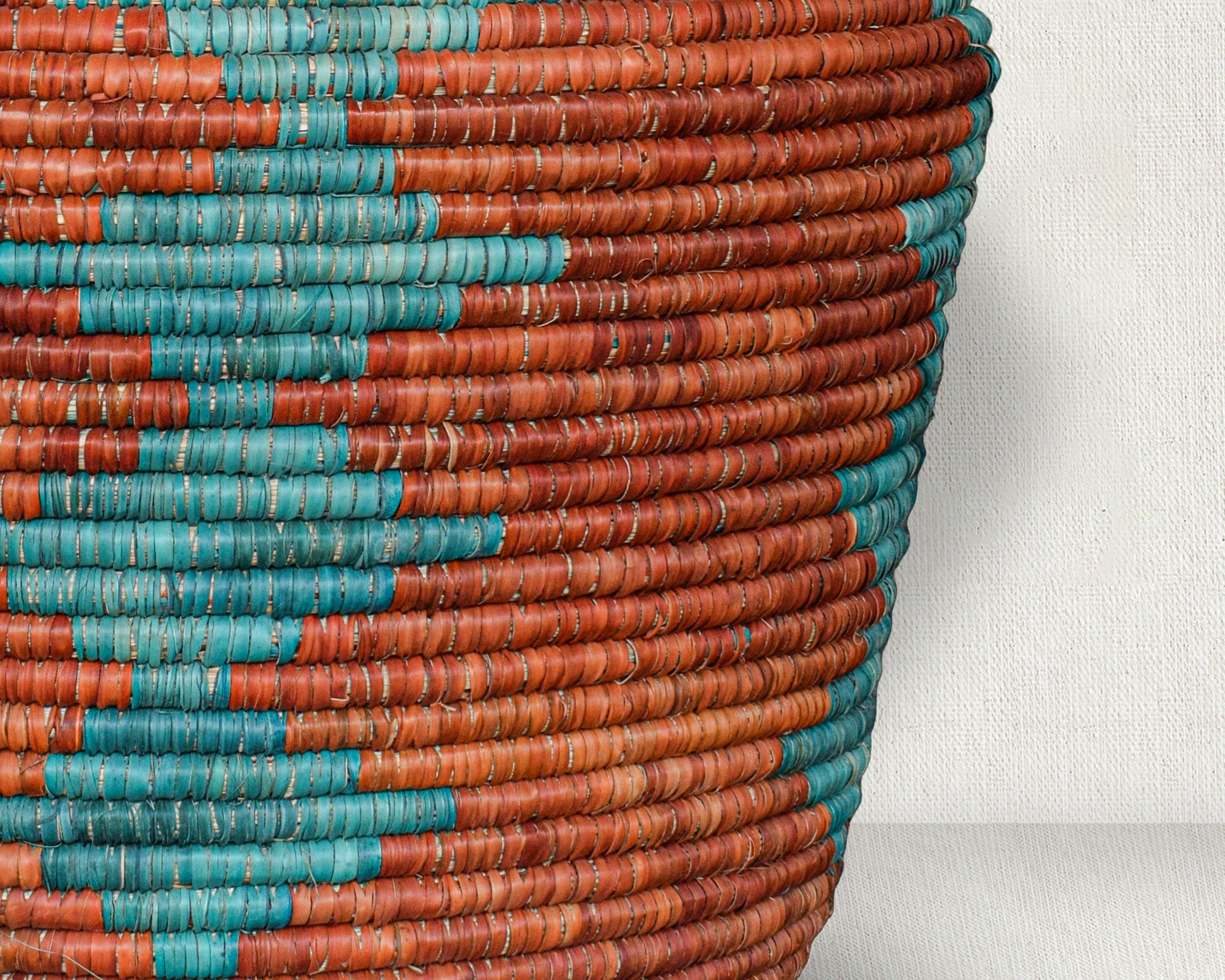 Large Handwoven Desert Turquoise Diamond Potter Basket