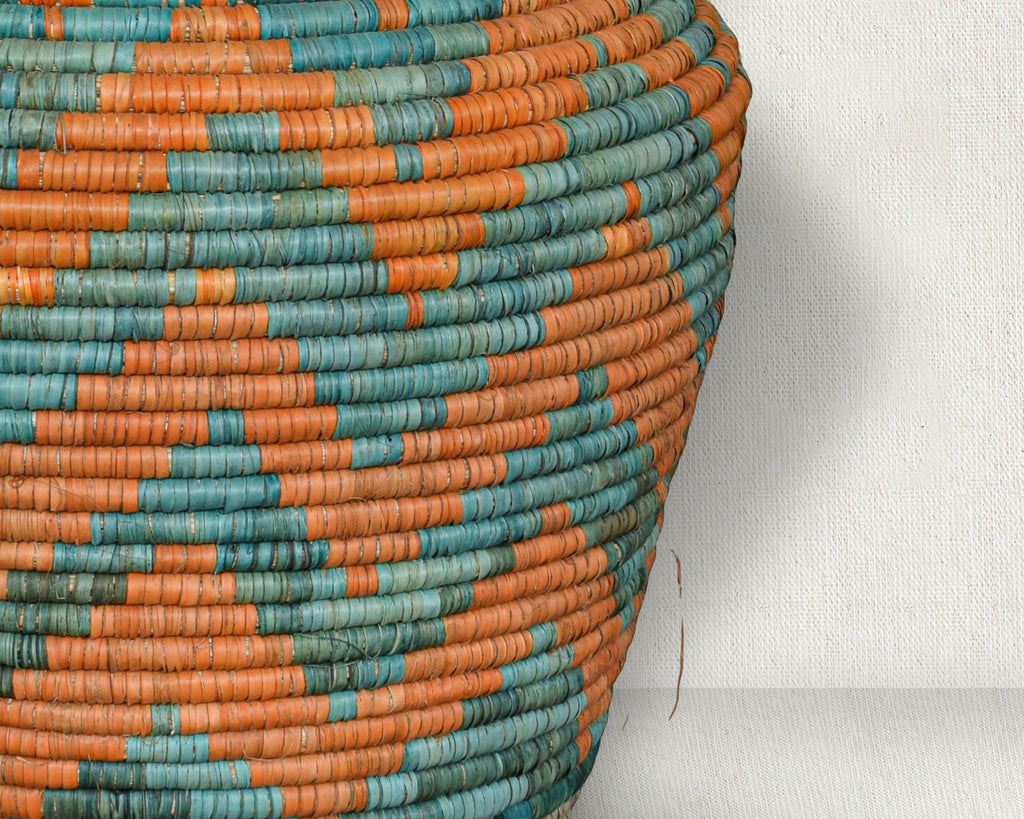Turquoise Orange Diamond Potter Vase