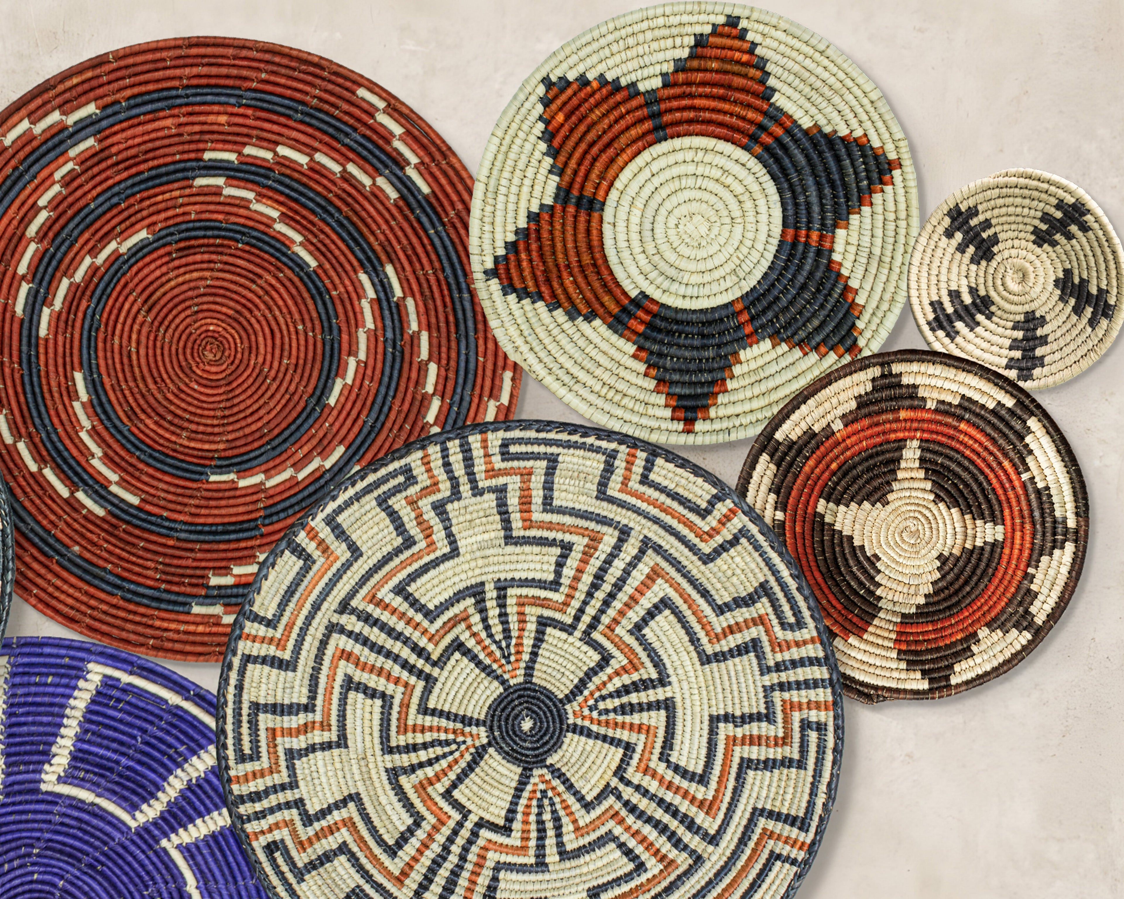 Set of 9 Handwoven wall baskets SET-2-9 N