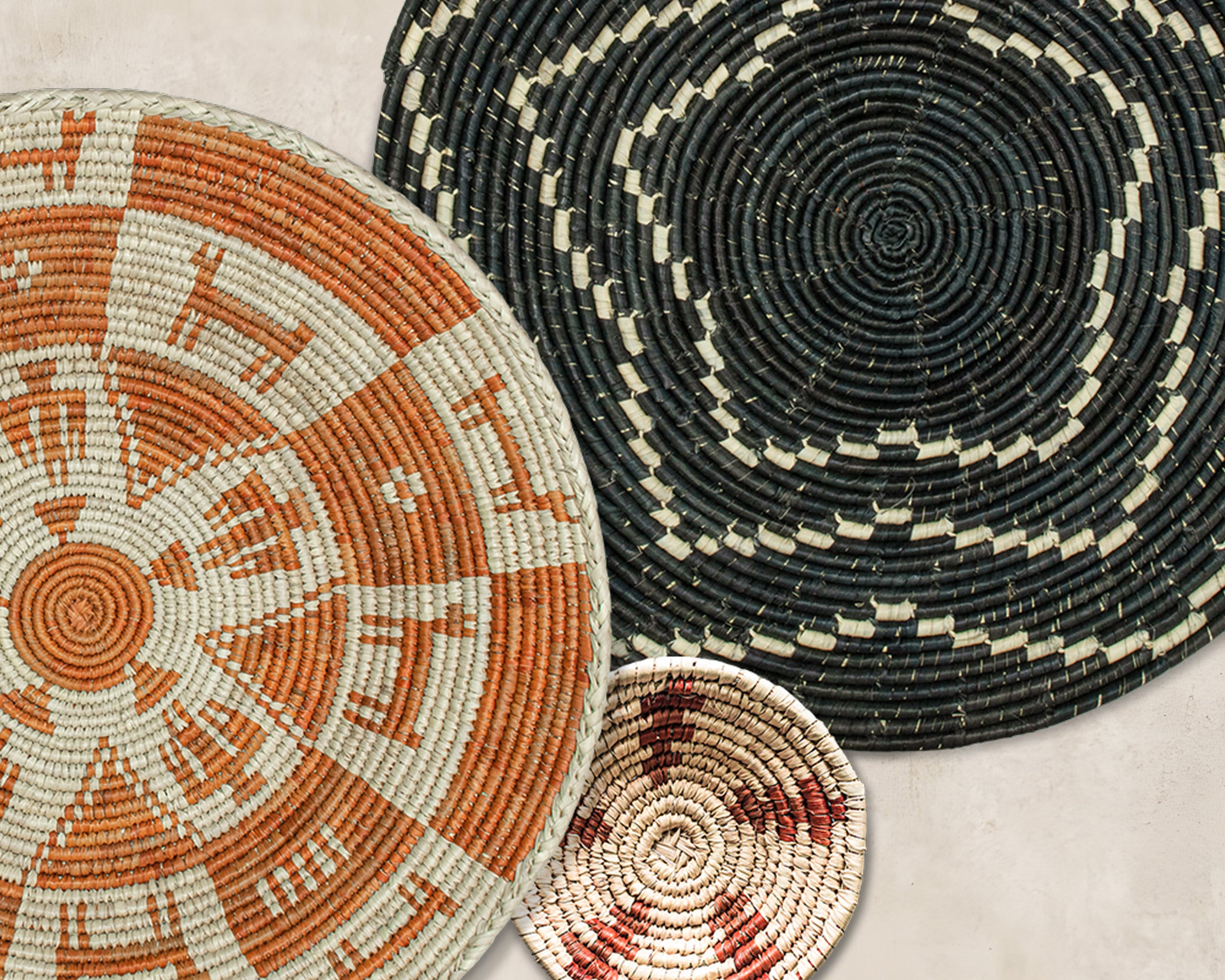 Set of 5 Handwoven wall baskets SET-63-5 N