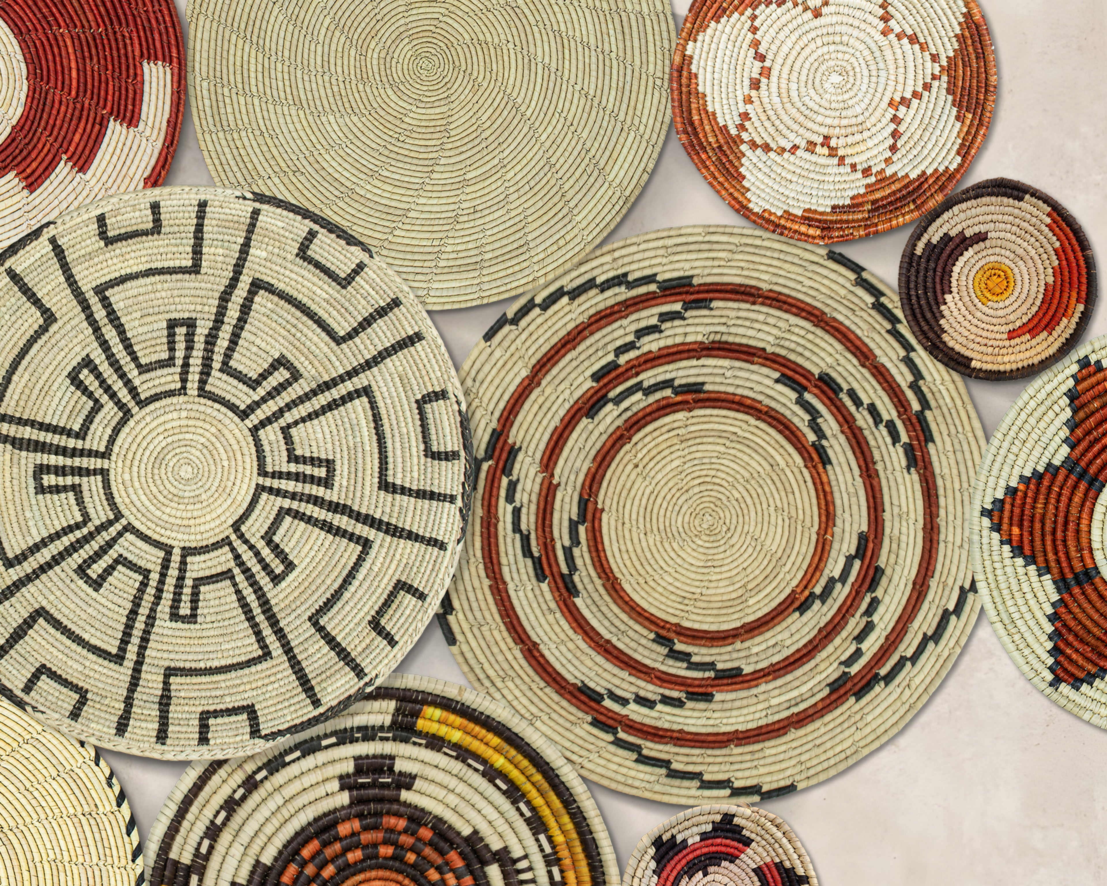 Set of 13 Handwoven wall baskets SET-175-13 N