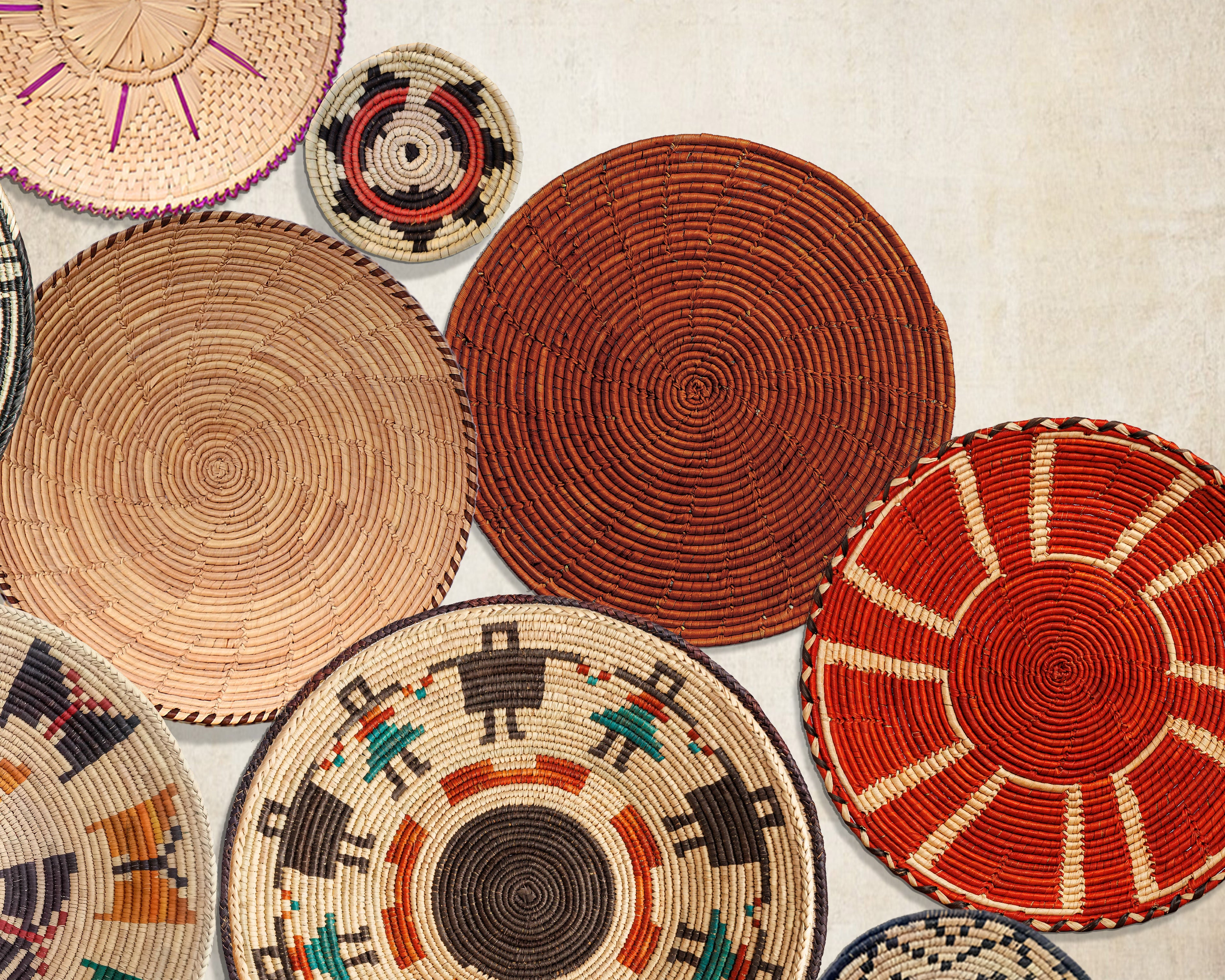 Set of 15 Handwoven wall baskets SET-126-15 N