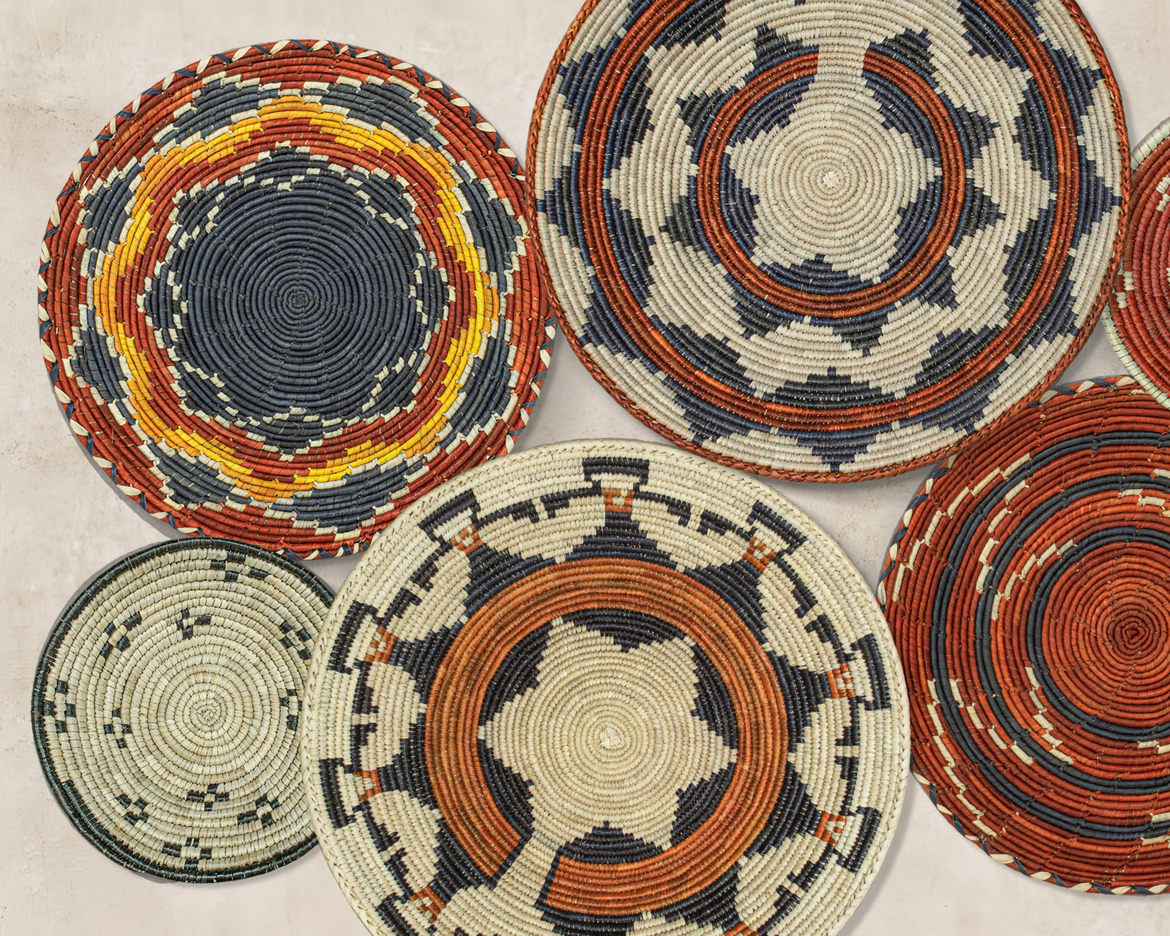 Set of 7 Handwoven wall baskets Set 44-7-N