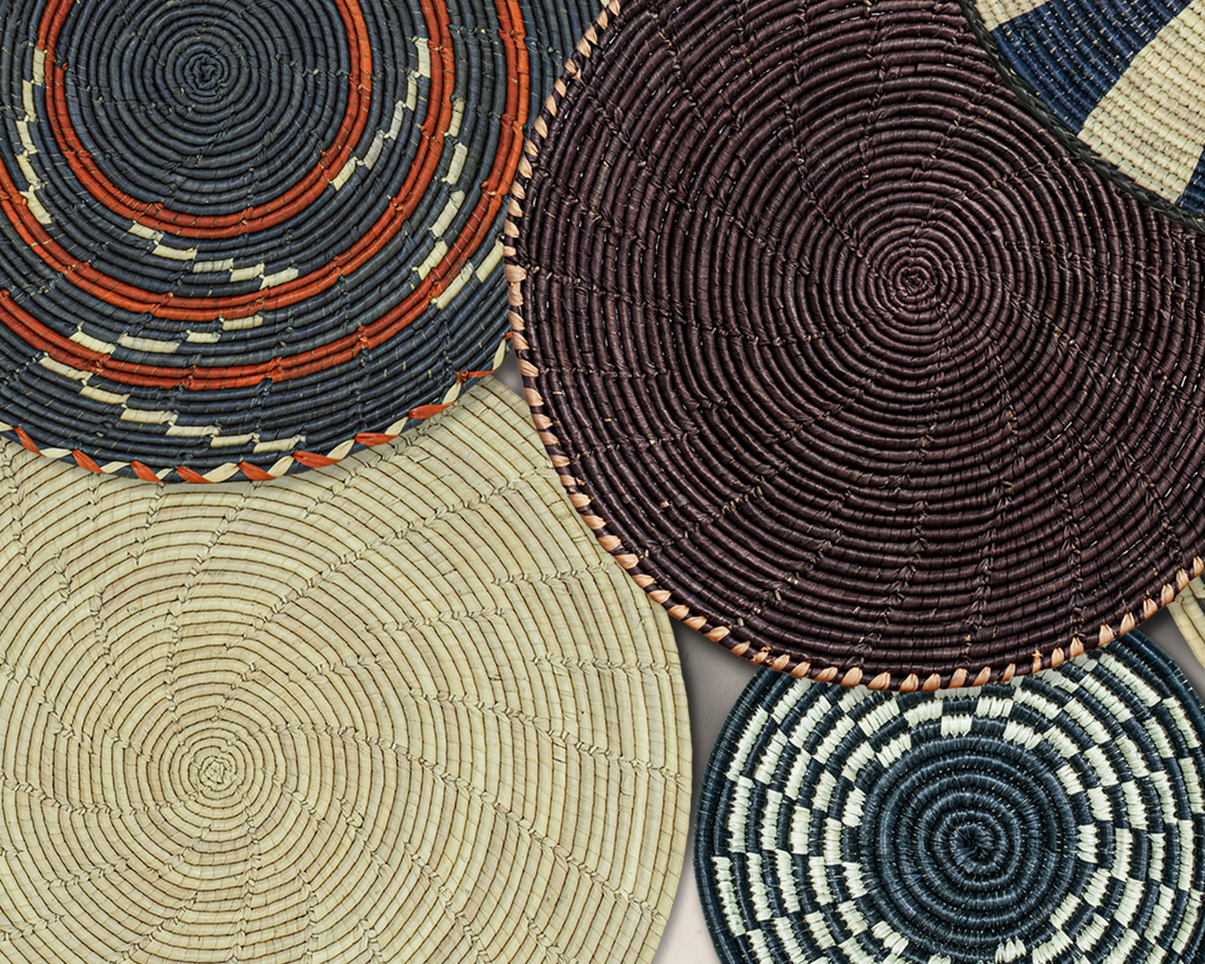 Set of 8 Handwoven wall baskets SET-344-8 N