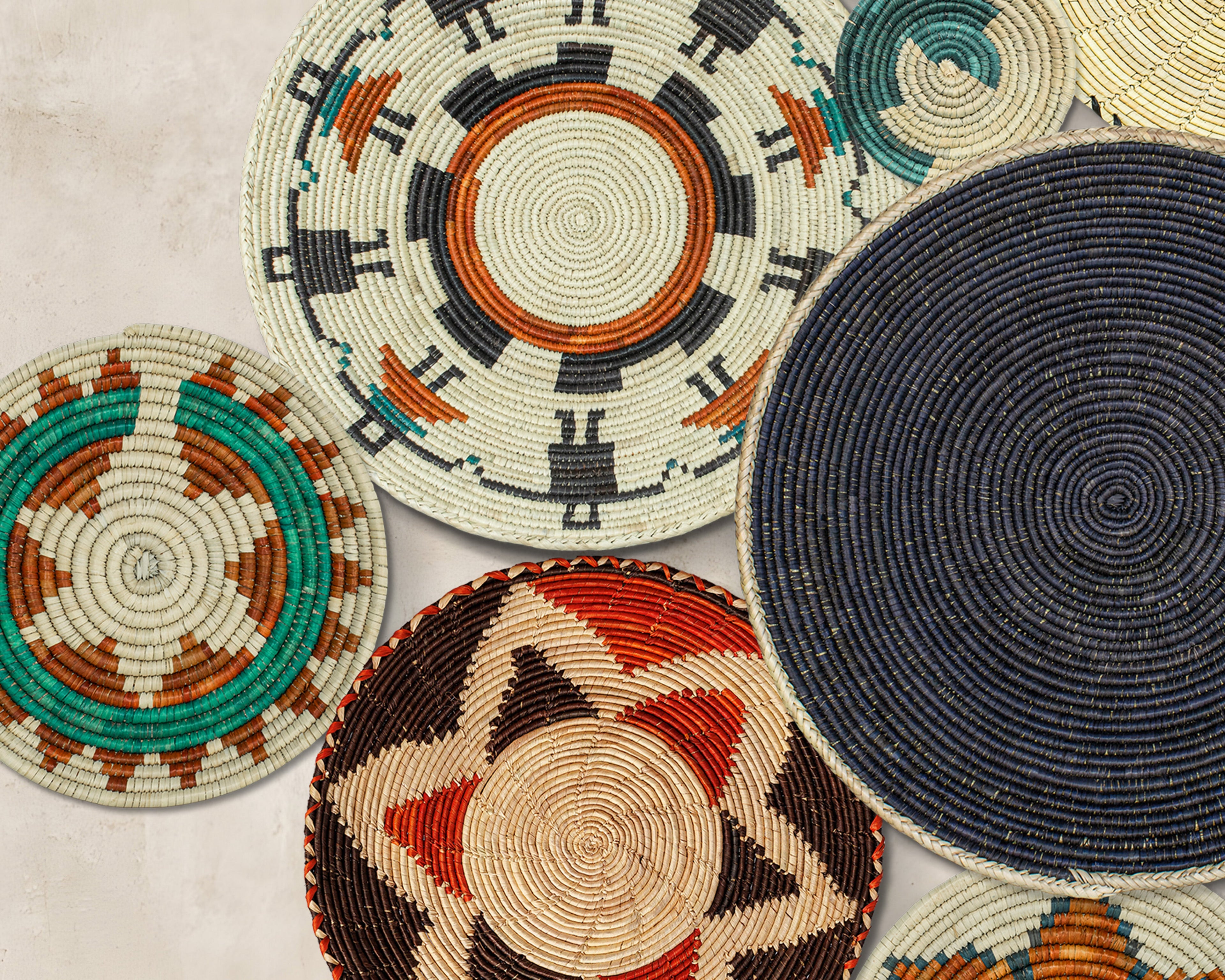 Set of 13 Handwoven wall baskets SET-158-13 N