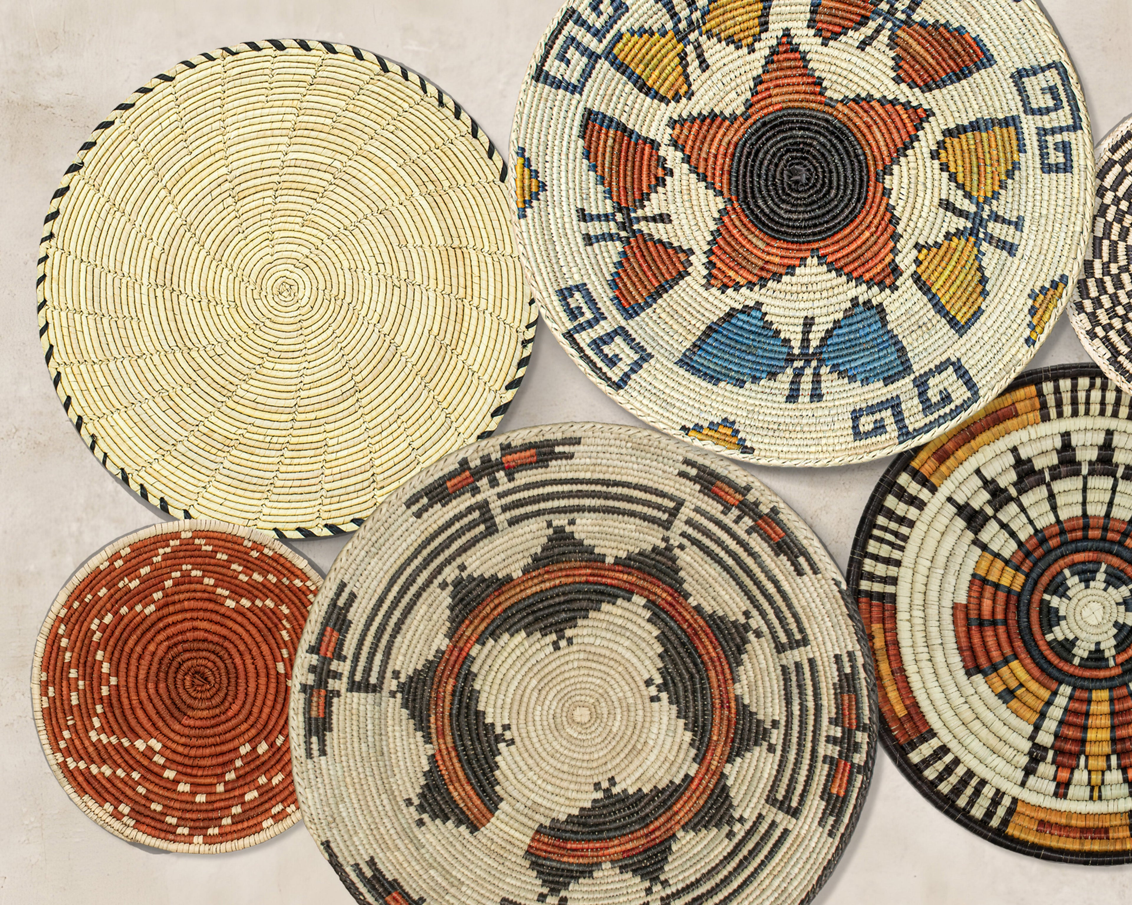 Set of 7 Handwoven wall baskets Set 46-7-N