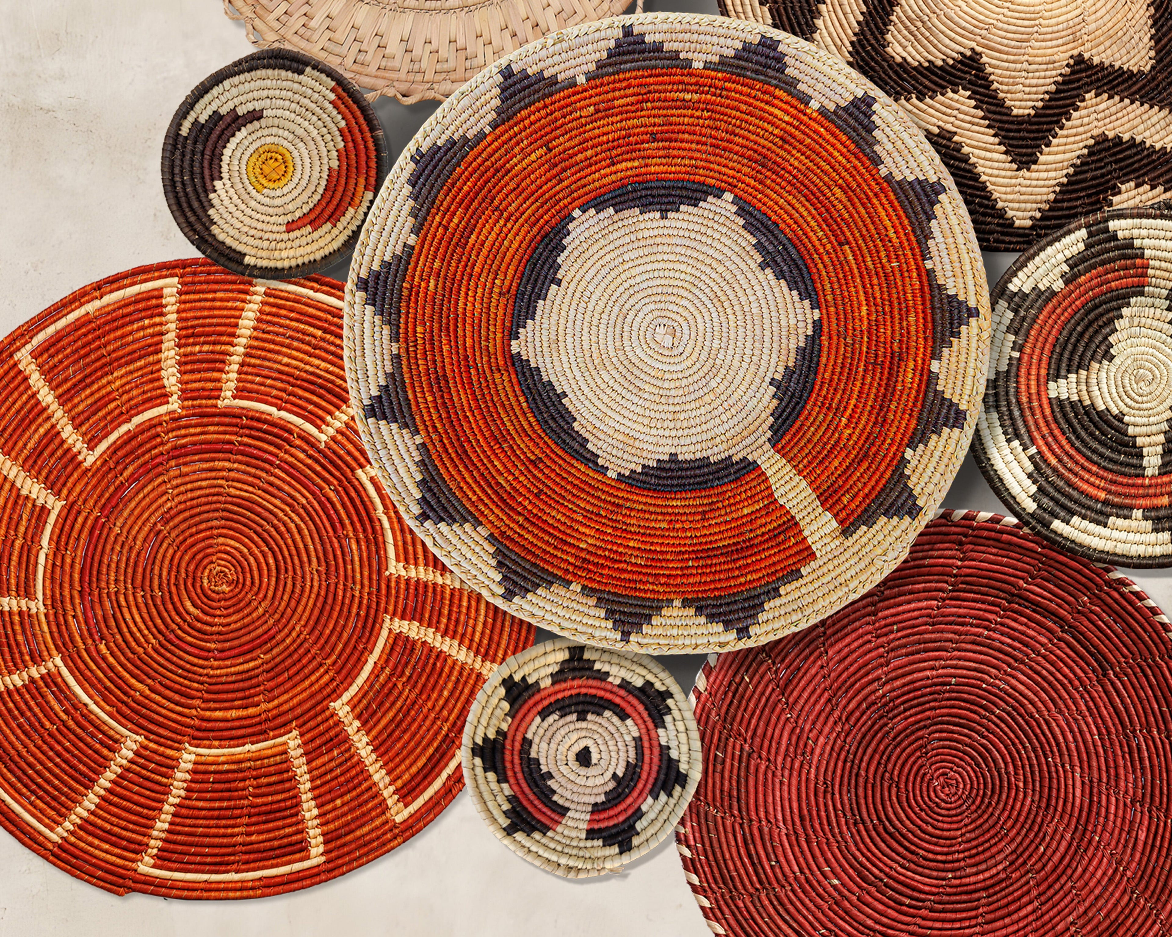 Set of 9 Handwoven wall baskets SET-12-9 N