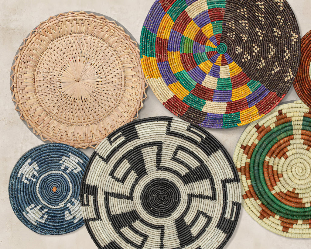 Set of 7 Handwoven wall baskets Set 48-7-N