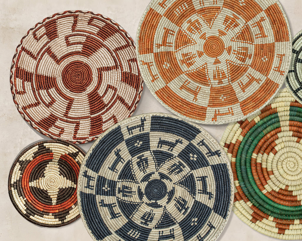 Set of 7 Handwoven wall baskets Set 45-7-N