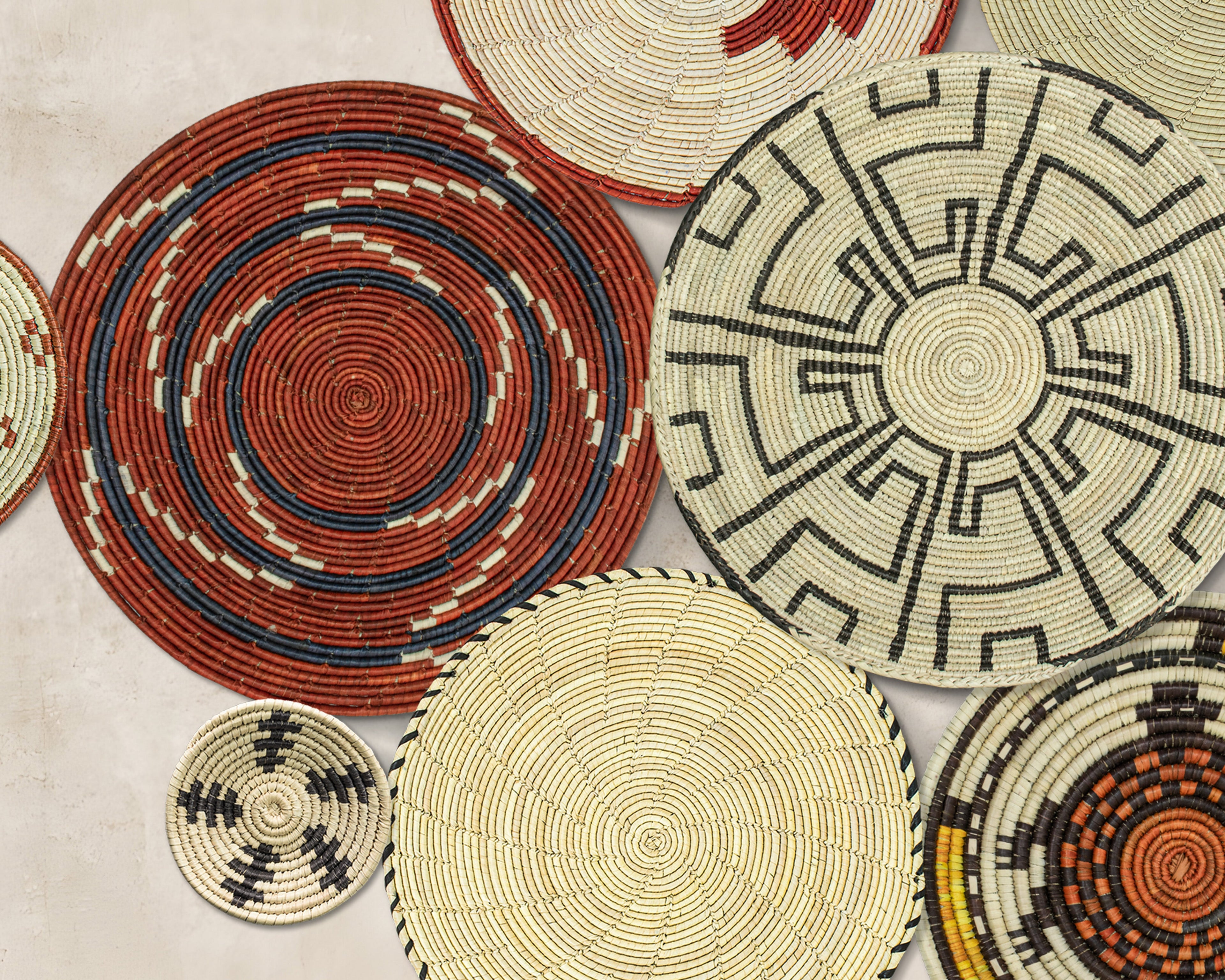 Set of 13 Handwoven wall baskets SET-175-13 N