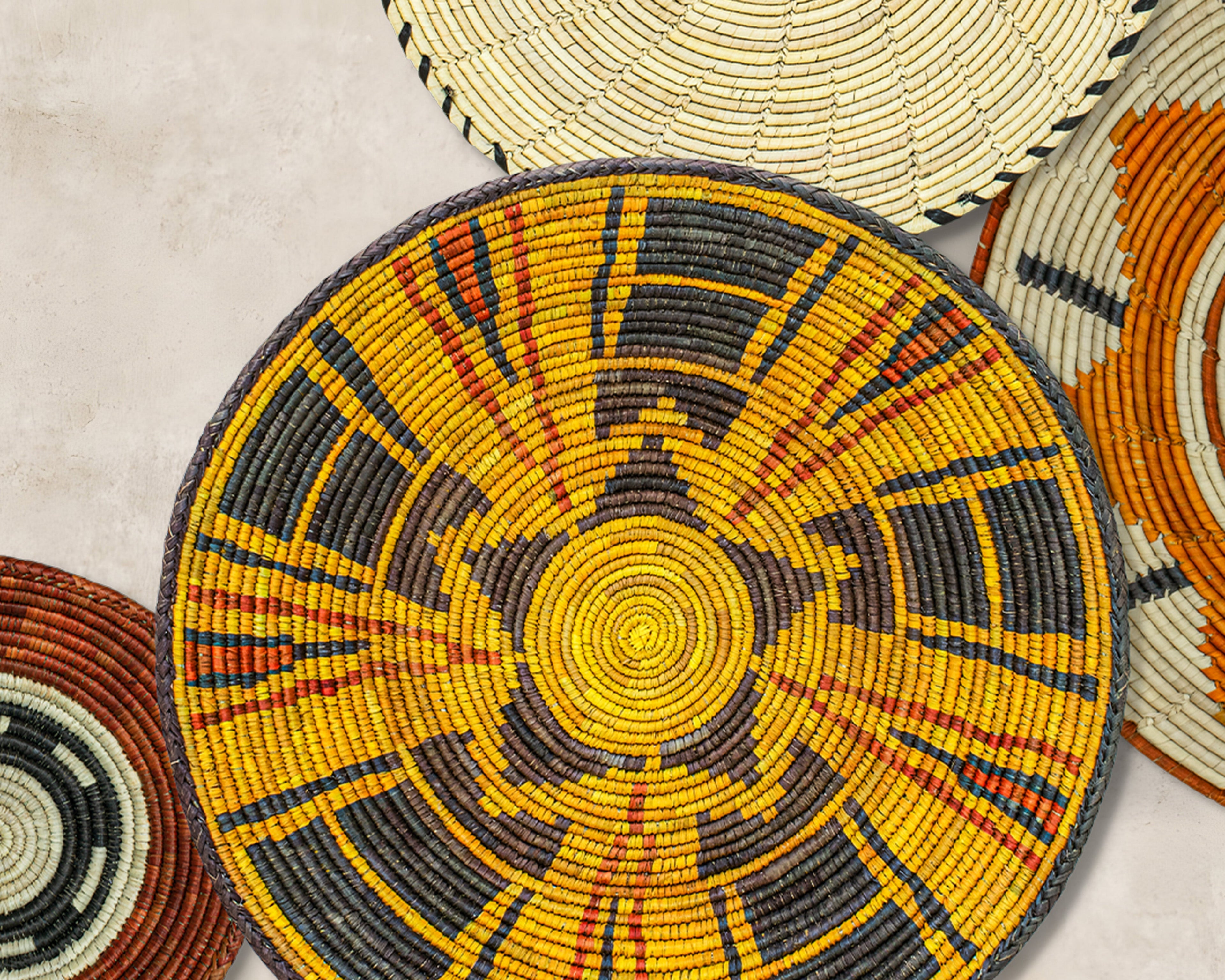 Set of 8 Handwoven wall baskets SET-354-8 N