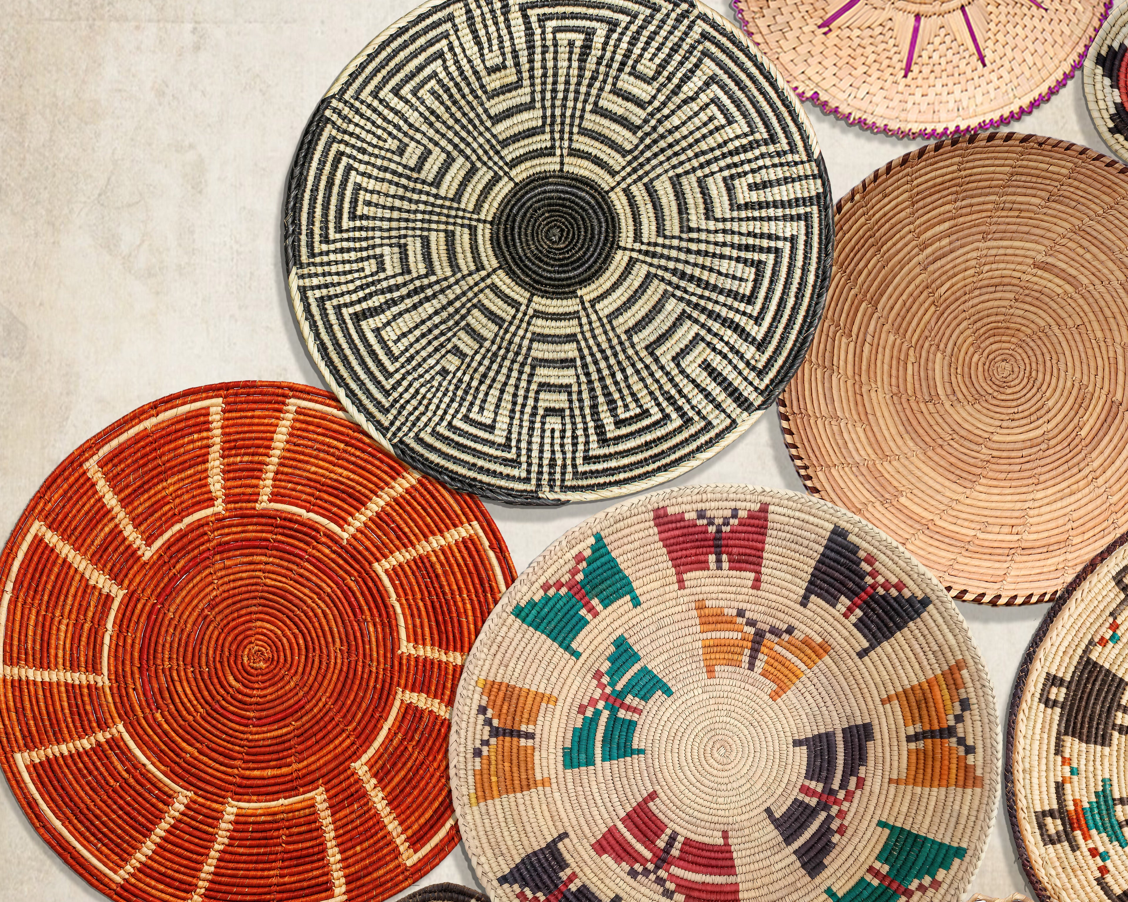 Set of 15 Handwoven wall baskets SET-126-15 N