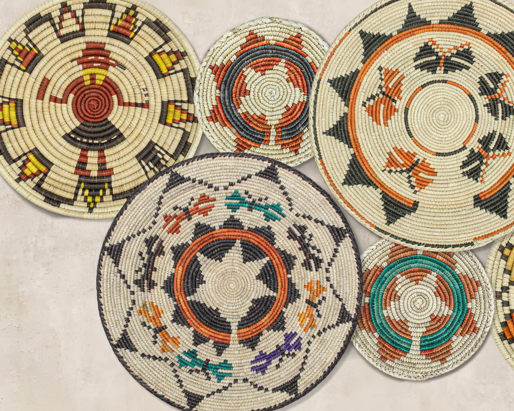 Set of 7 Handwoven wall baskets Set 39-7-N