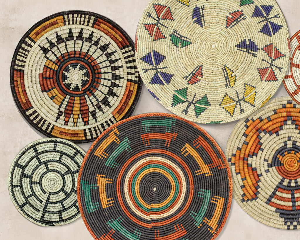 Set of 7 Handwoven wall baskets Set 40-7-N