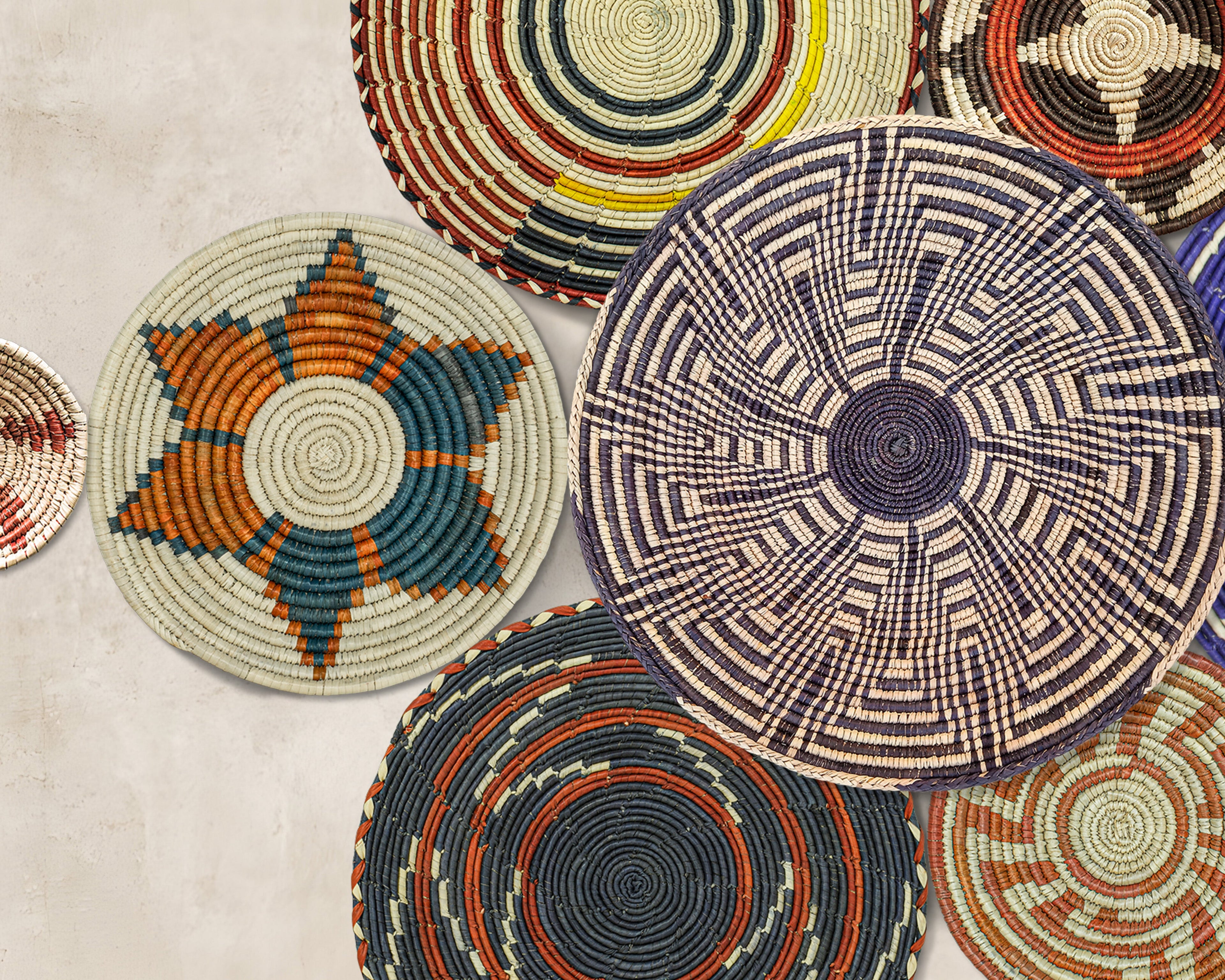 Set of 9 Handwoven wall baskets SET-19-9 N