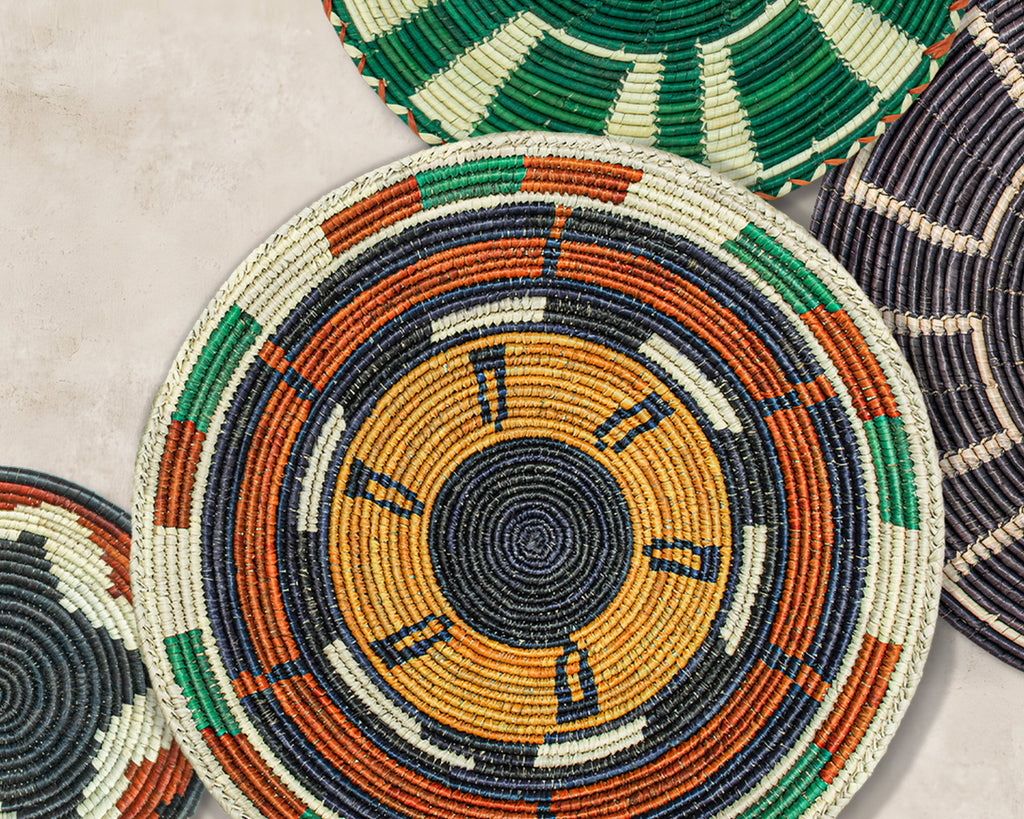 Set of 8 Handwoven wall baskets SET-356-8 N