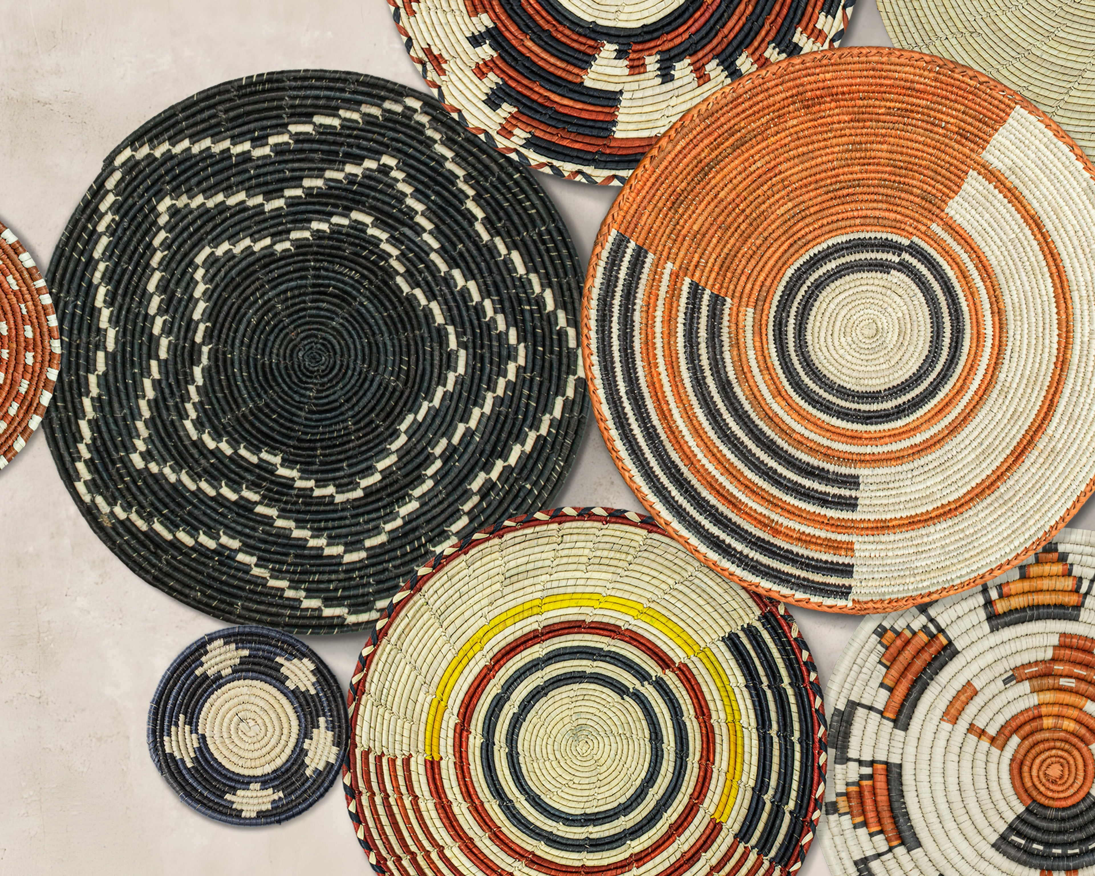 Set of 13 Handwoven wall baskets SET-179-13 N