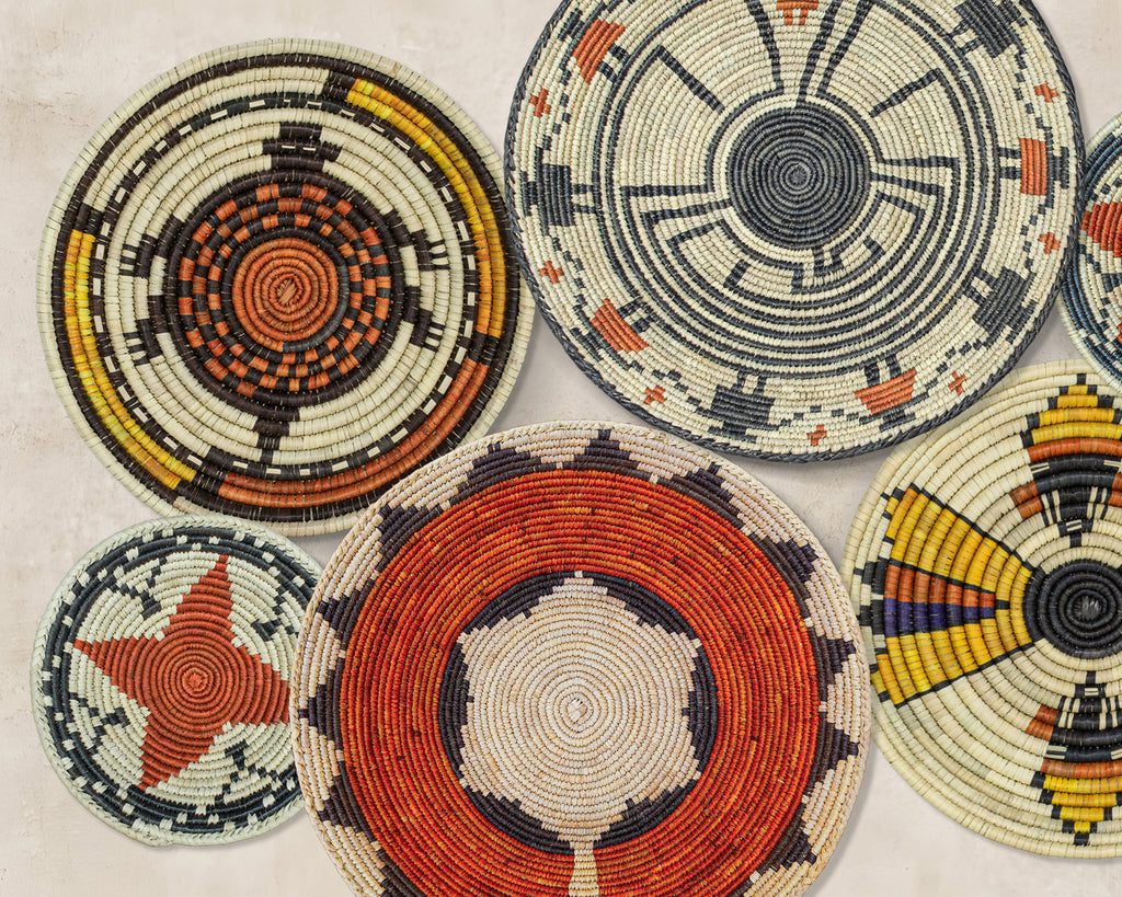 Set of 7 Handwoven wall baskets Set 38-7-N