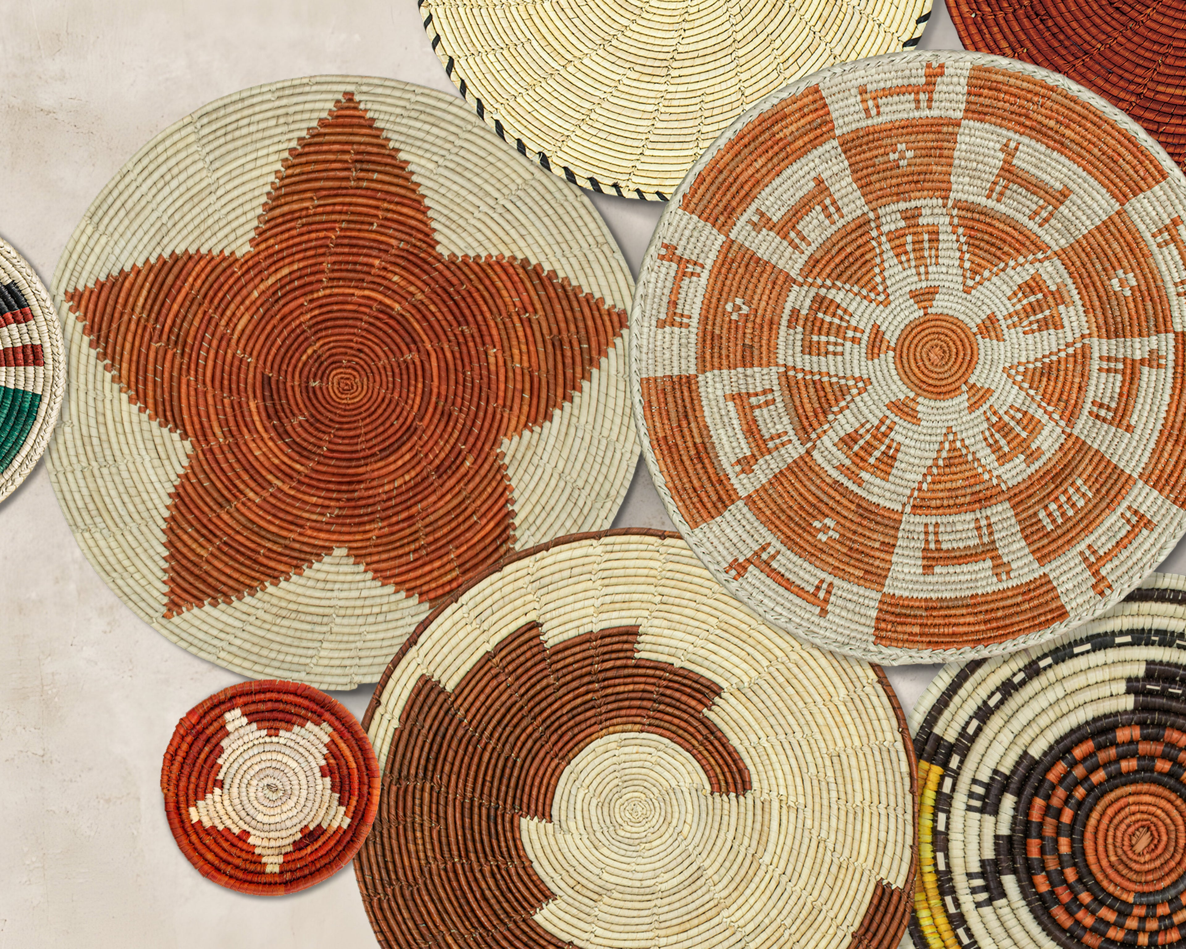 Set of 13 Handwoven wall baskets SET-181-13 N