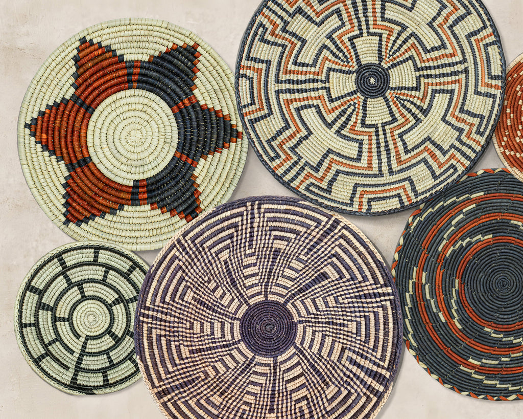 Set of 7 Handwoven wall baskets Set 50-7-N