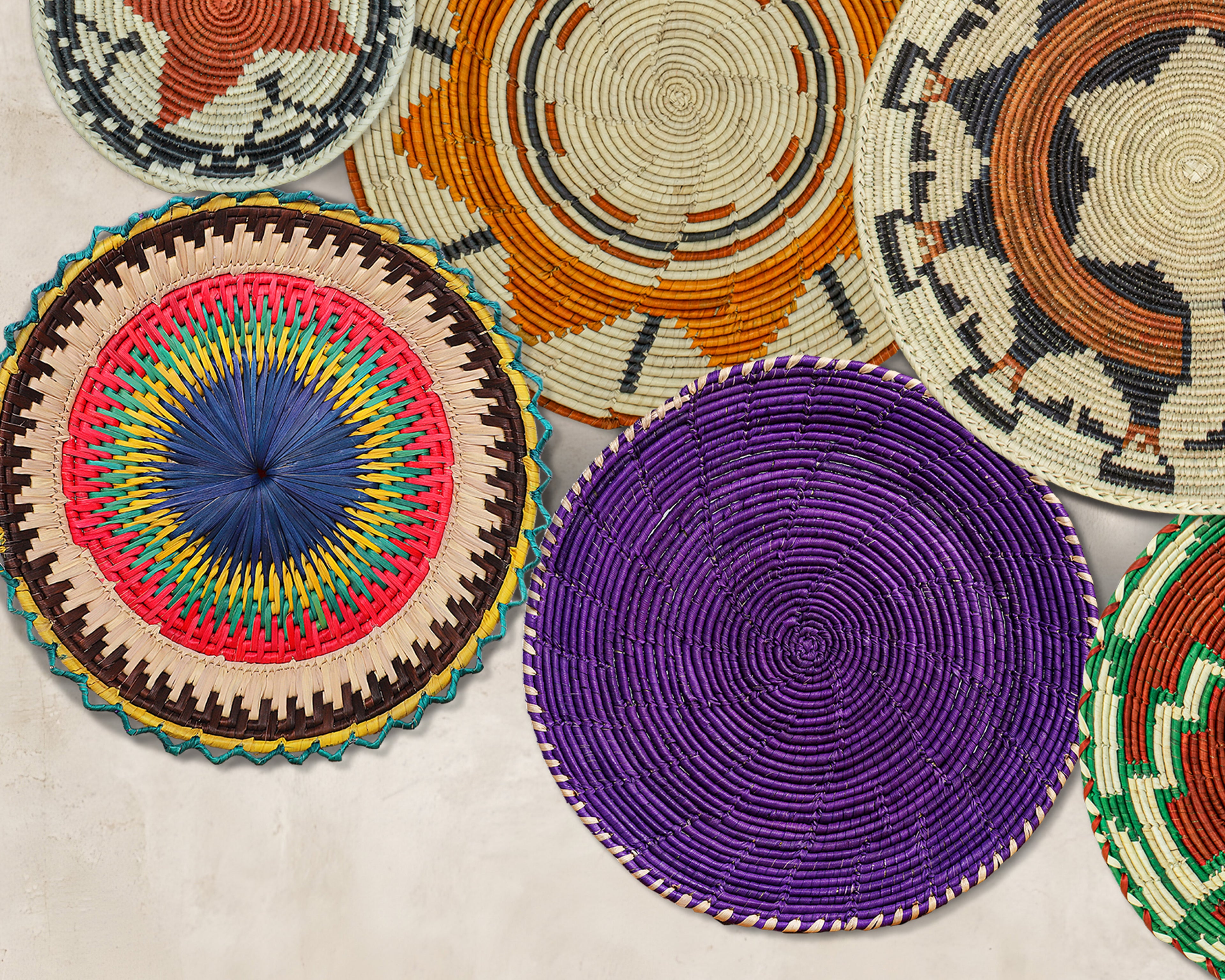 Set of 13 Handwoven wall baskets SET-154-13 N