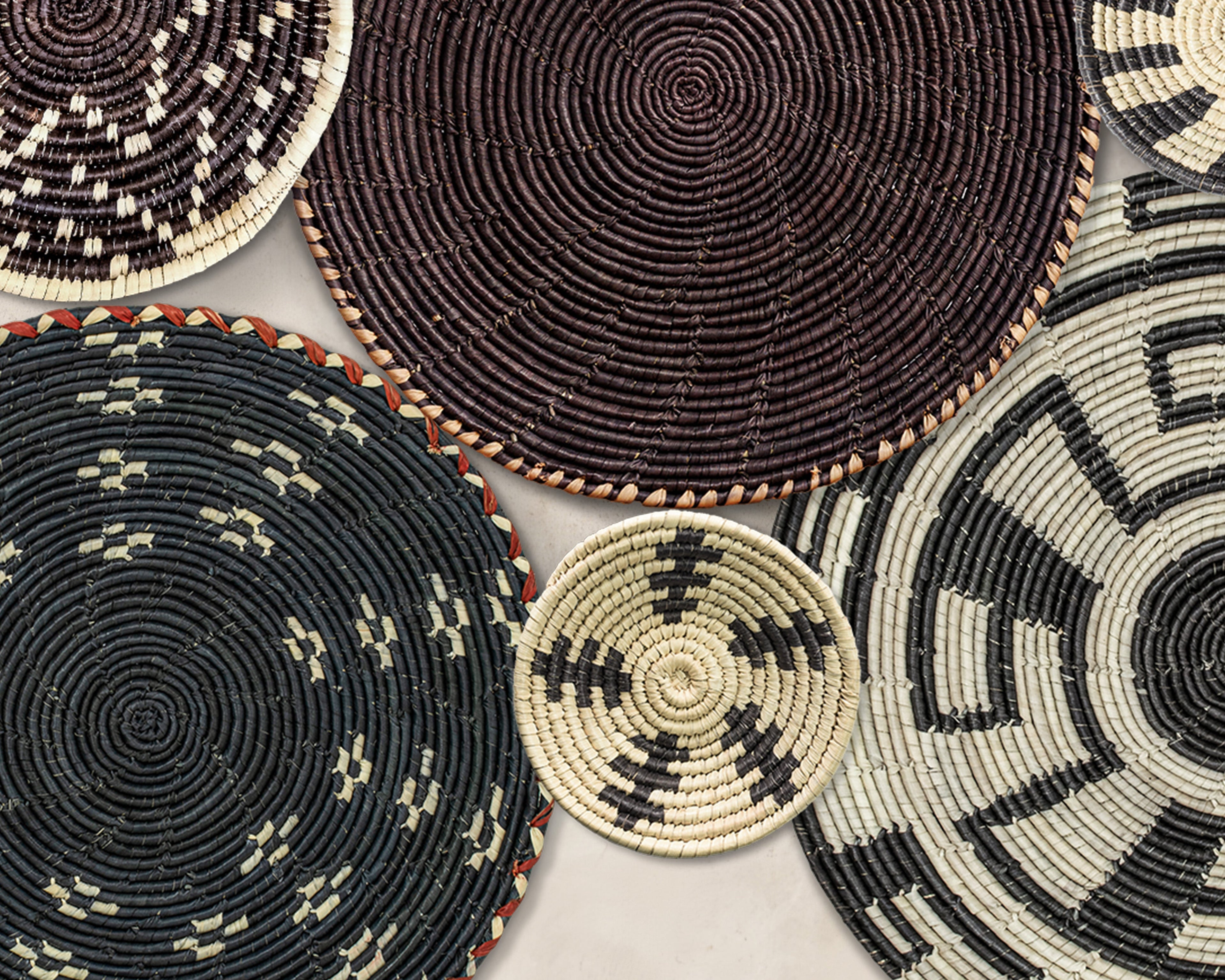 Set of 8 Handwoven wall baskets SET-243-8 N