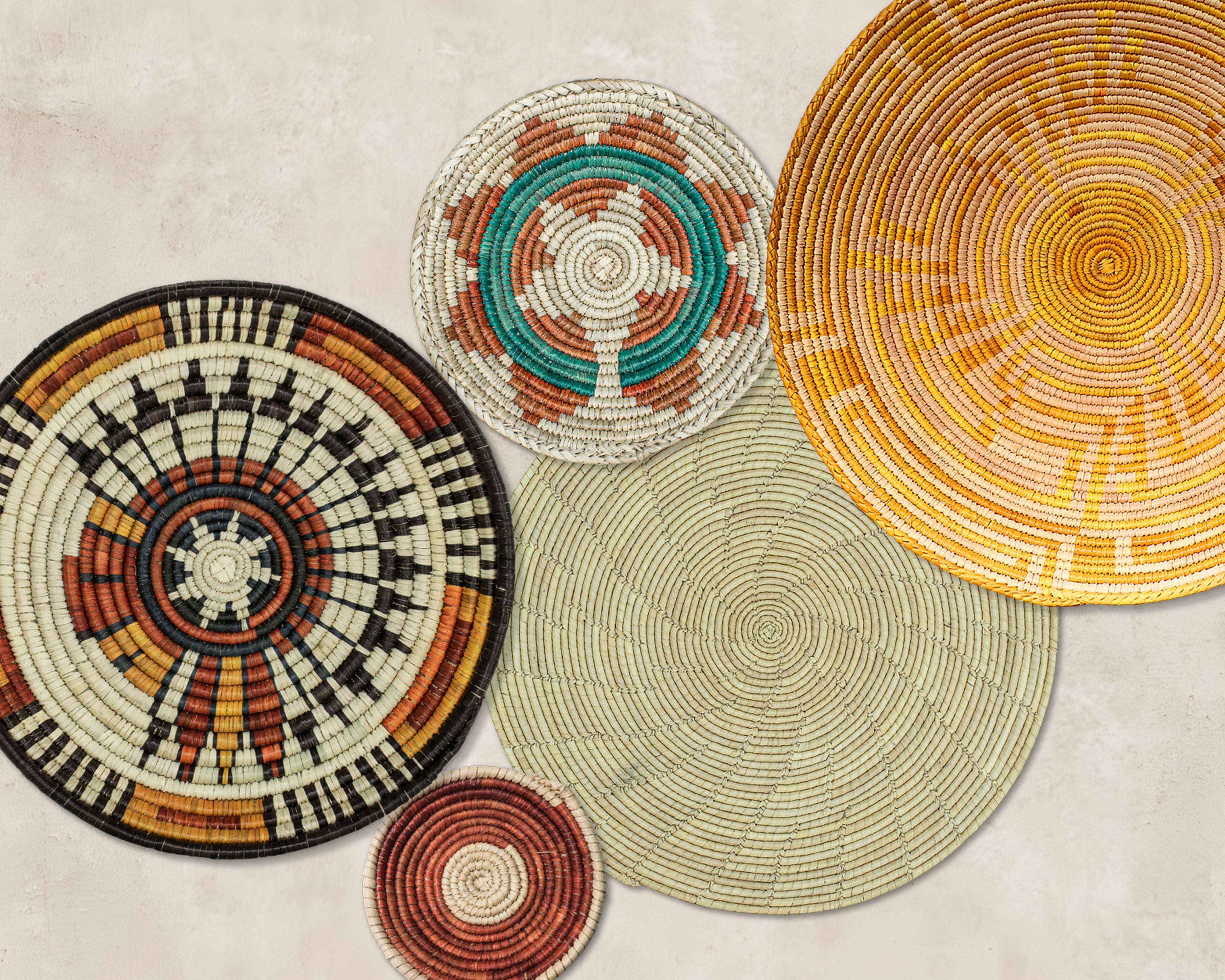 Set of 9 Handwoven wall baskets SET-20-9 N