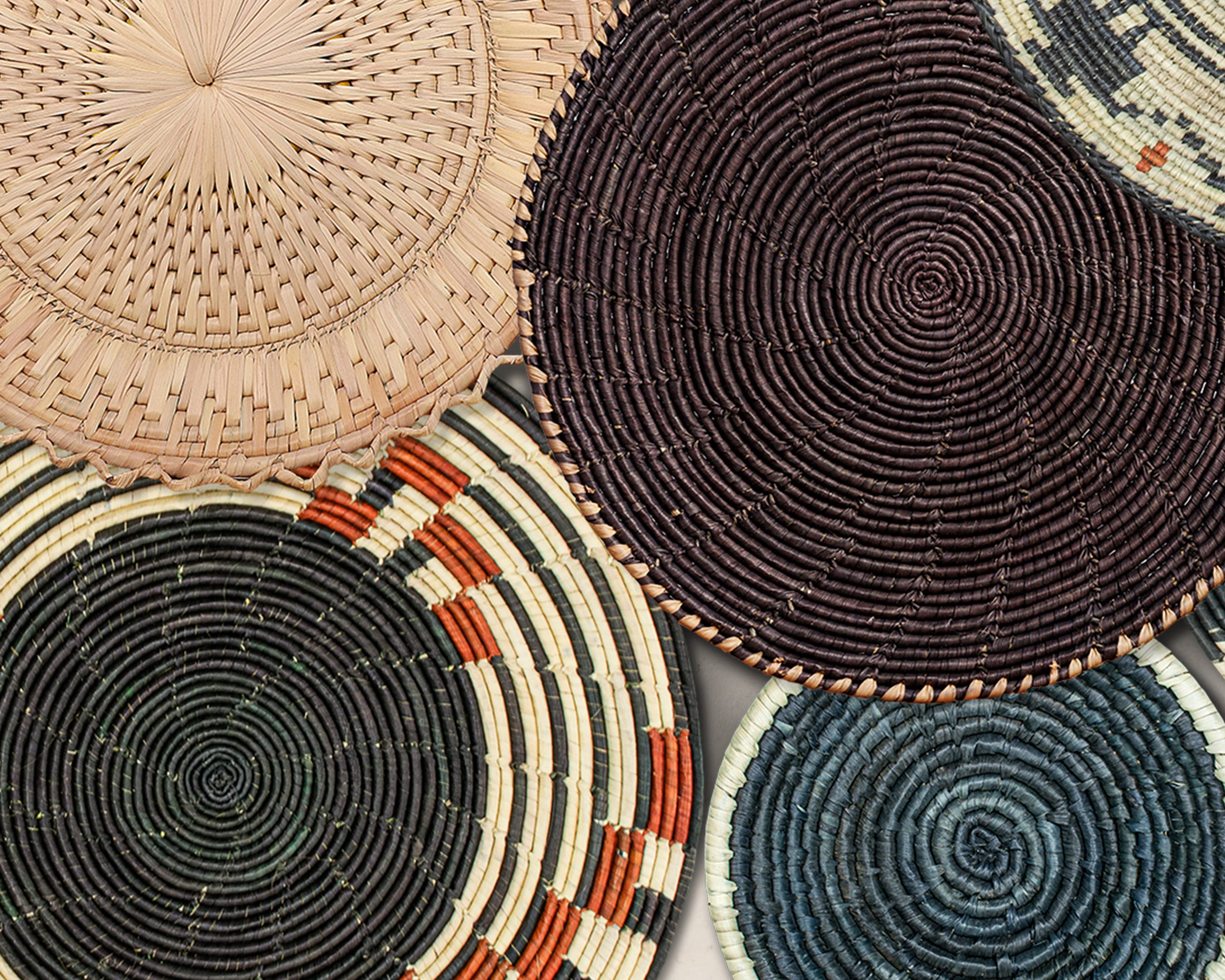 Set of 8 Handwoven wall baskets SET-345-8 N