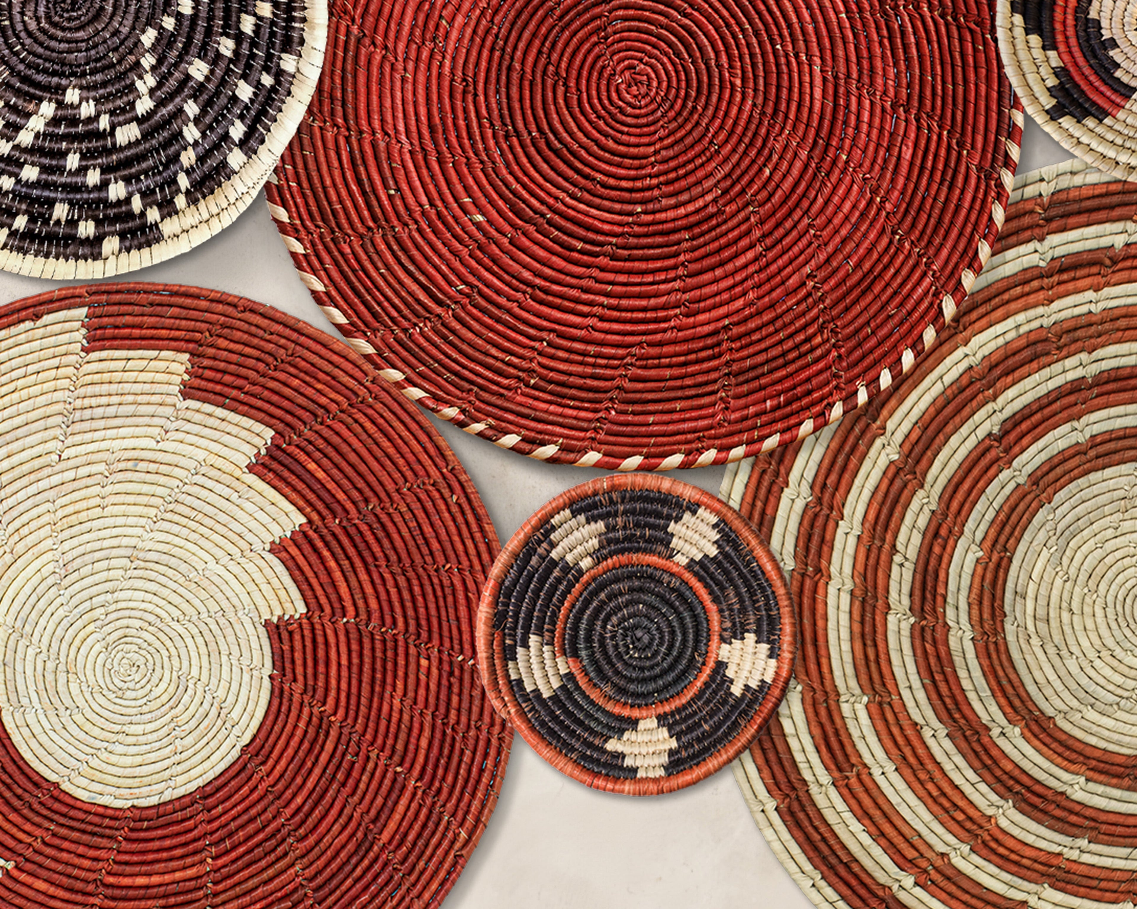 Set of 8 Handwoven wall baskets SET-241-8 N