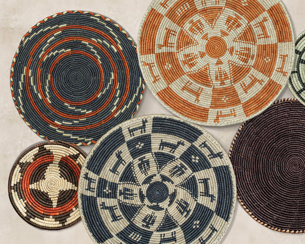 Set of 7 Handwoven wall baskets Set 45-7-N