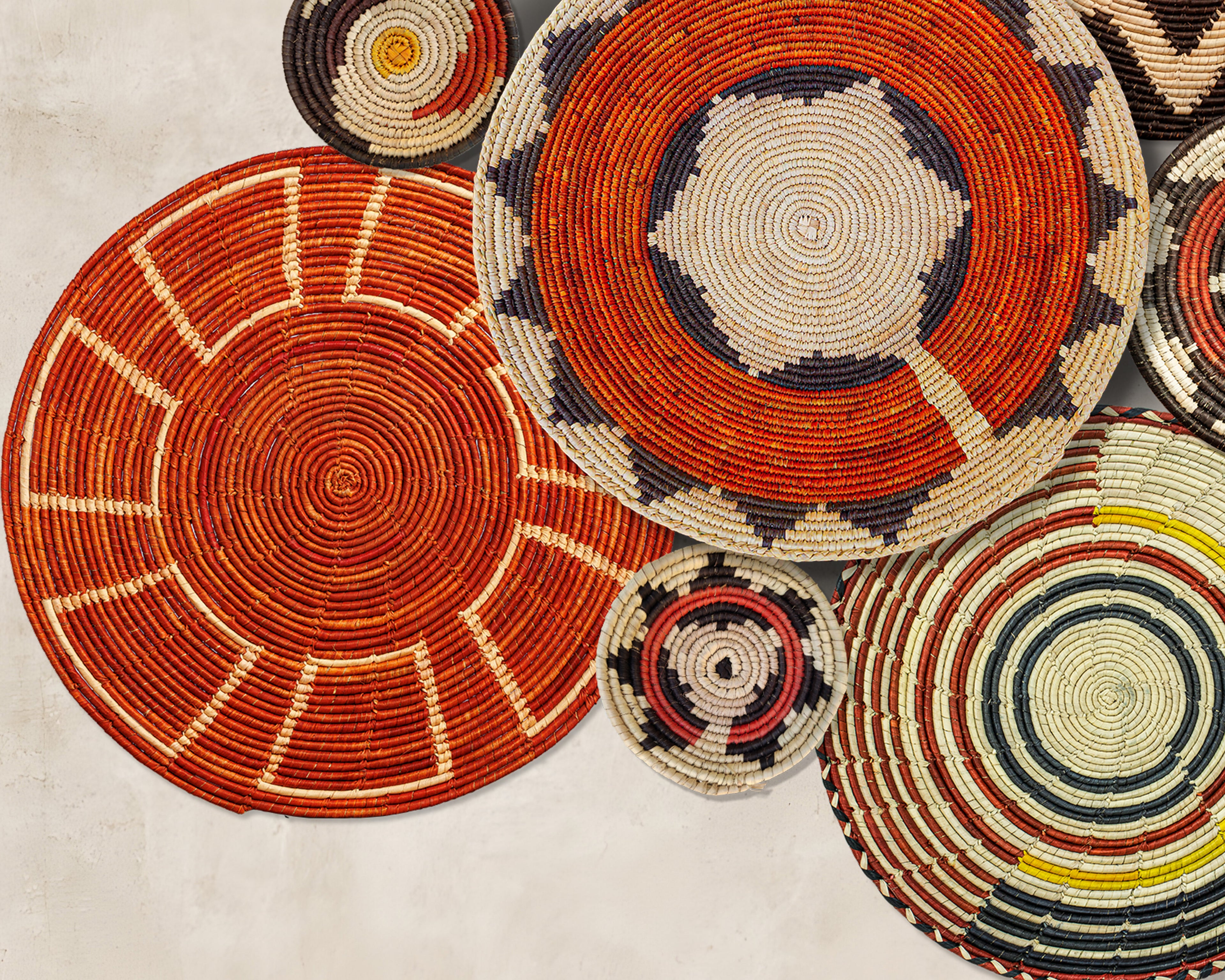 Set of 9 Handwoven wall baskets SET-12-9 N