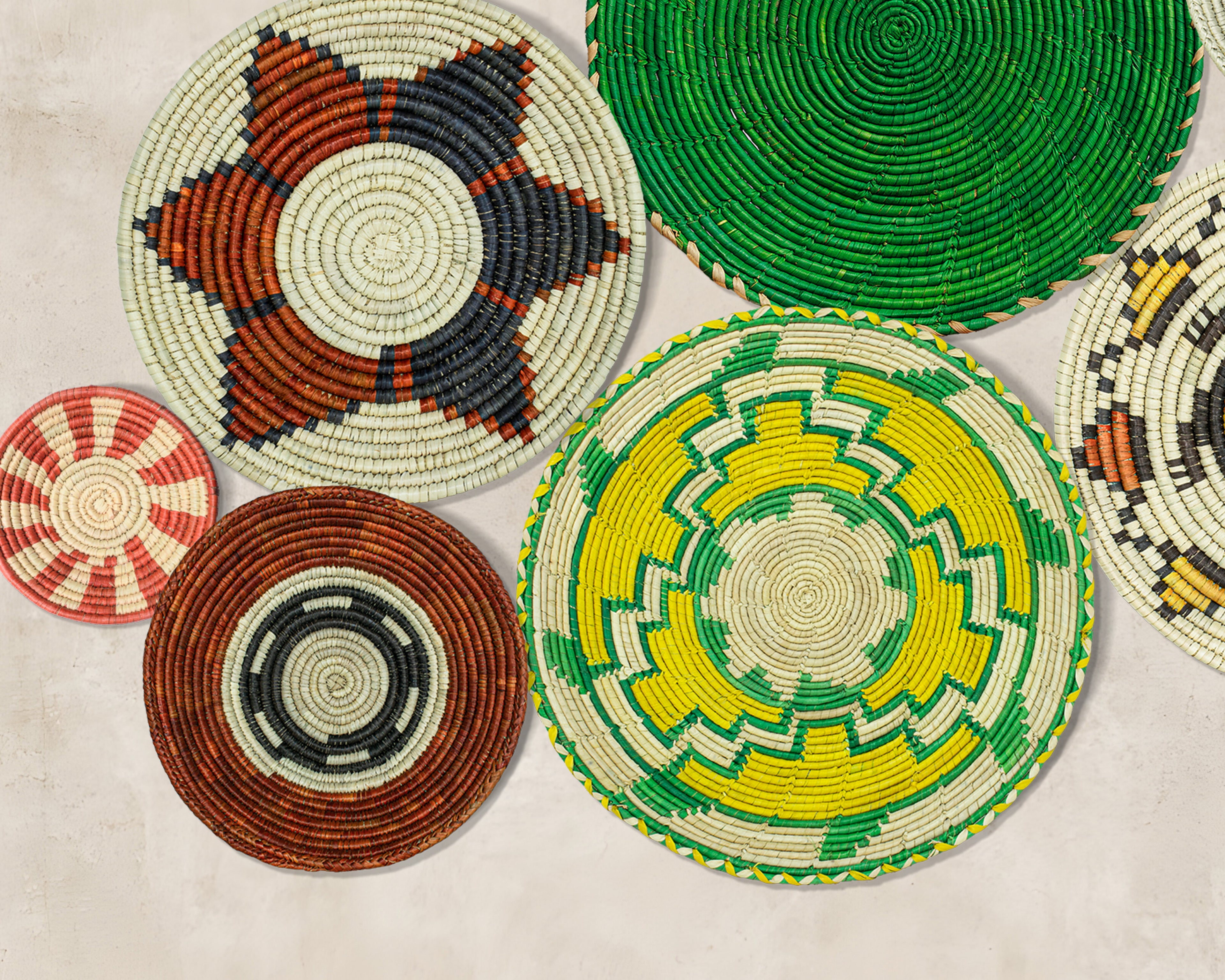 Set of 9 Handwoven wall baskets SET-4-9 N