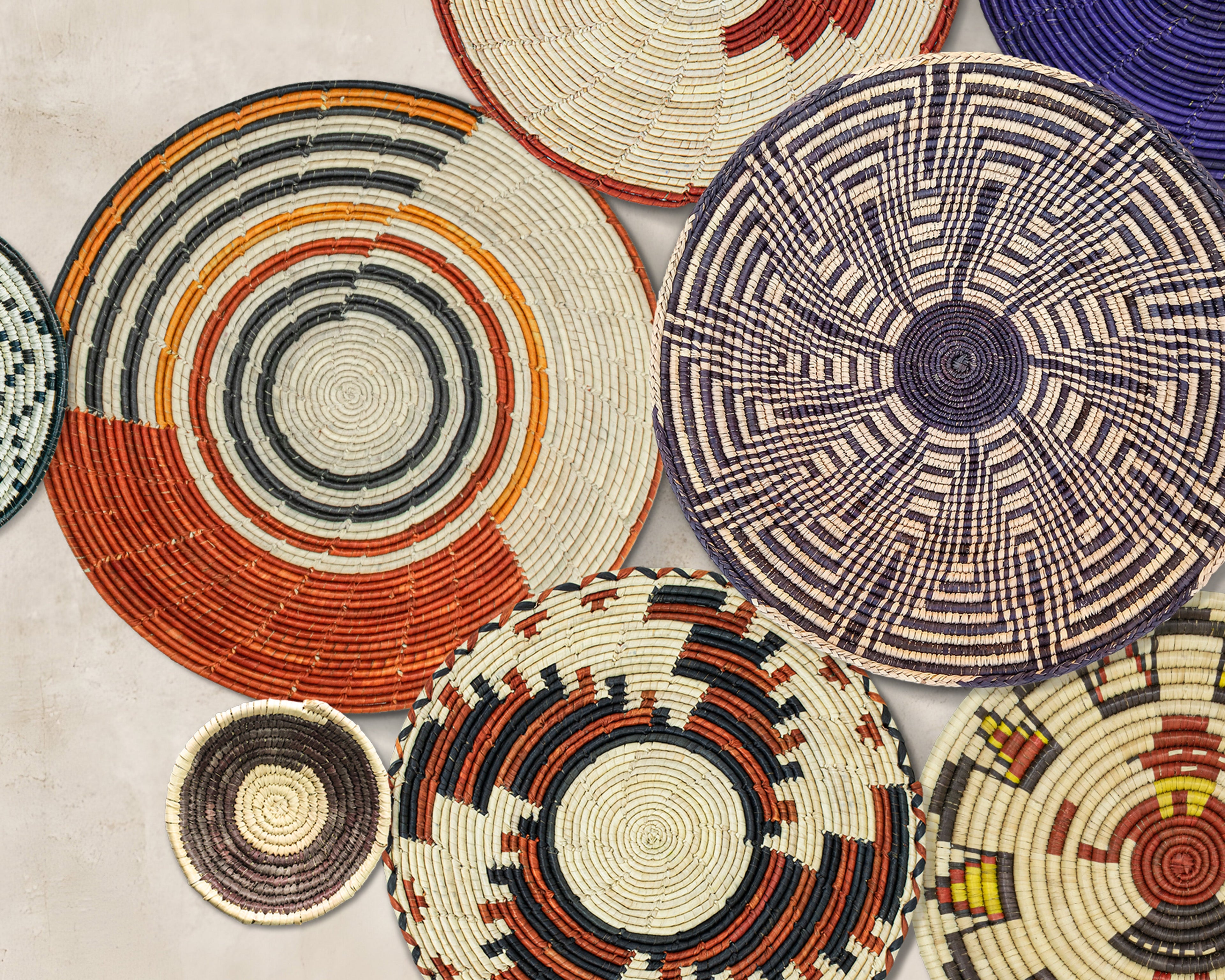 Set of 13 Handwoven wall baskets SET-177-13 N